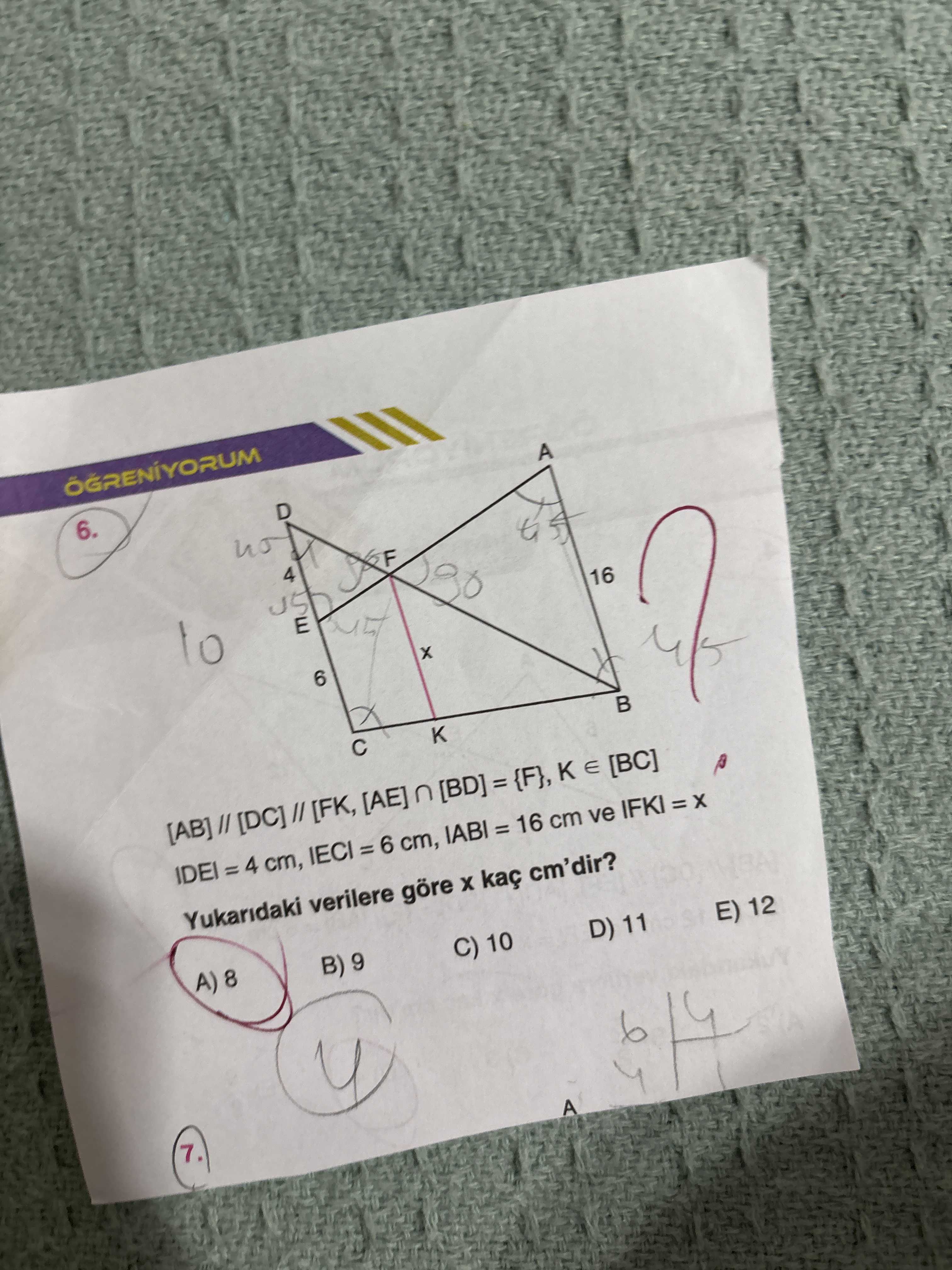 [AB] // [DC] // [FK, [AE] ∩ [BD] = {F}, K ∈ [BC] [AB] // [DC] // [FK, [AE] ∩ [BD] = {F}, K ∈ [BC]