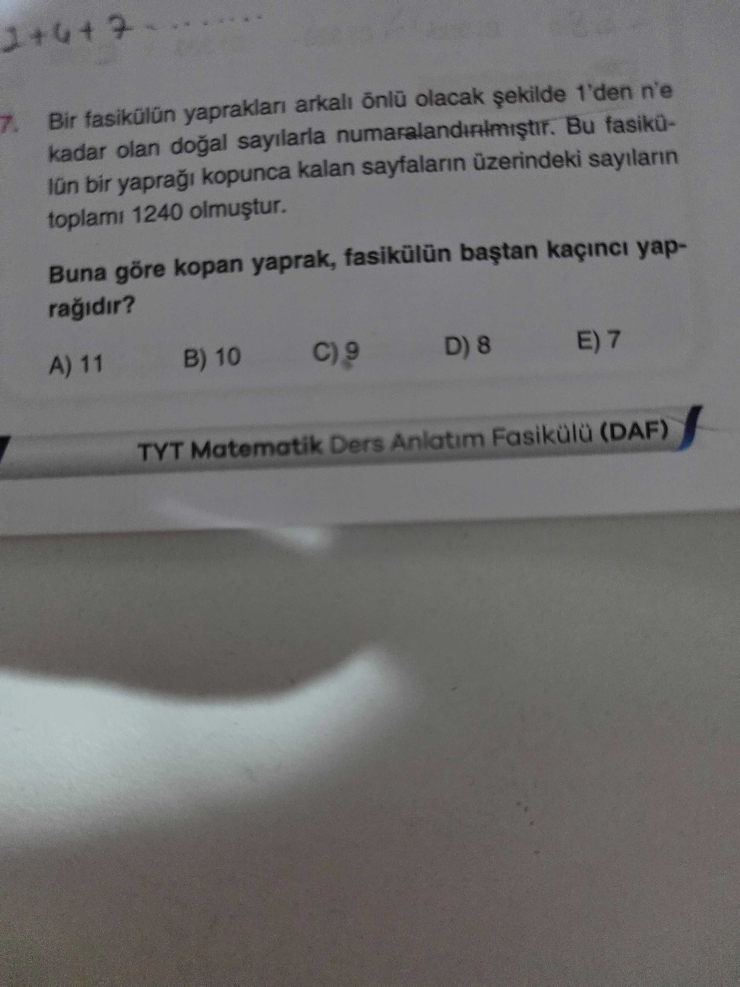 Bir fasikülün yaprakları arkalı önlü olacak şekilde 1'den n'e kadar olan doğal sayılarla