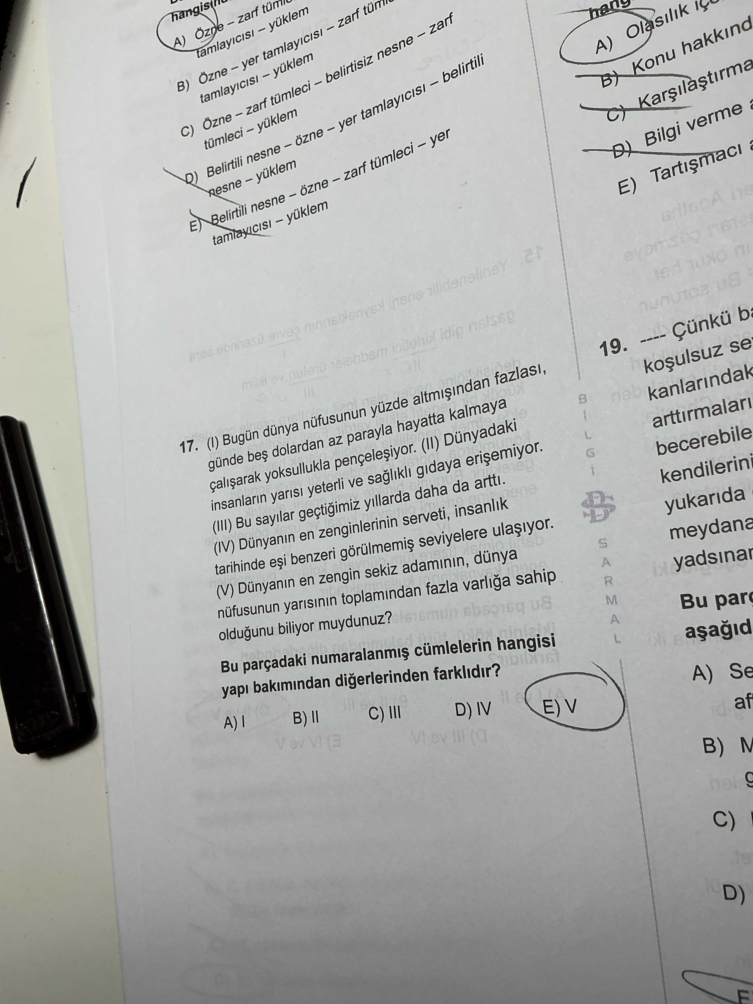 (I) Bugün dünya nüfusunun yüzde altmışından fazlası, günde beş dolardan az parayla hayatta kalmaya