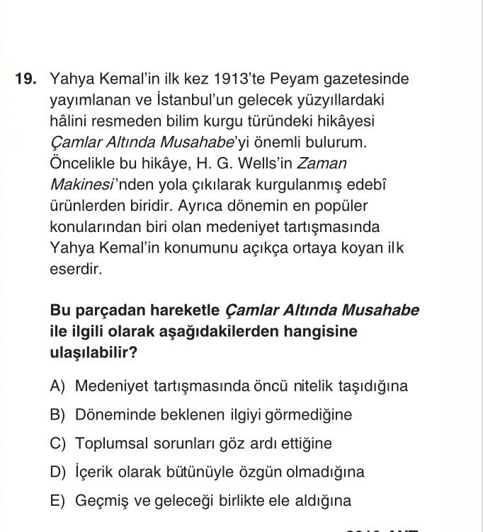 Yahya Kemal'in ilk kez 1913'te Peyam gazetesinde yayımlanan ve İstanbul'un gelecek yüzyıllardaki