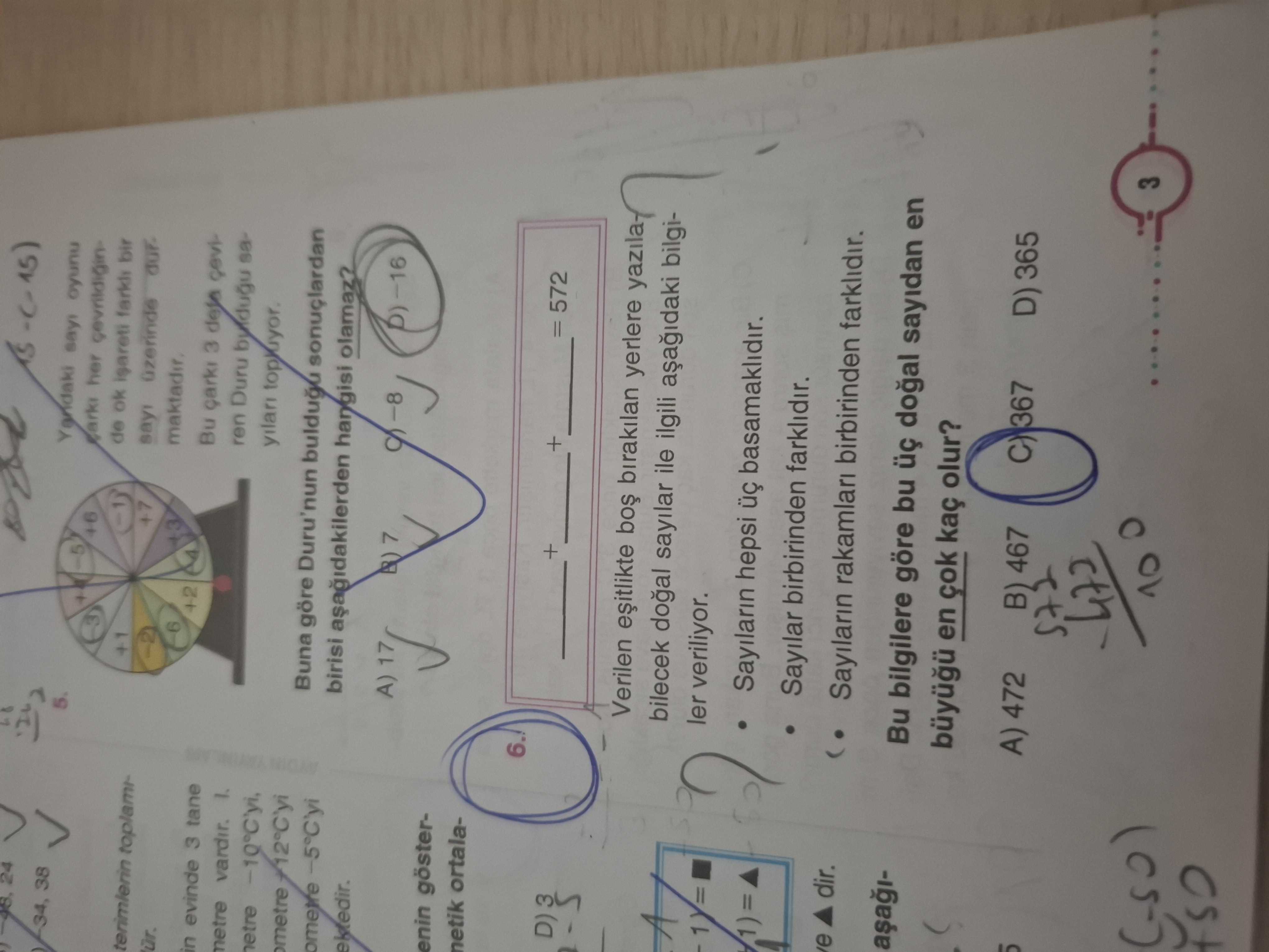 Verilen eşitlikte boş bırakılan yerlere yazılabilecek doğal sayılar ile ilgili aşağıdaki bilgiler