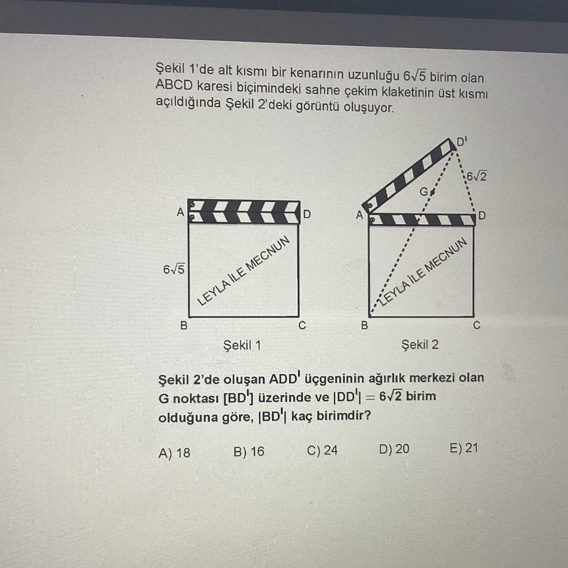 üzerinde gösterilmiş ve kesik çizgilerle üçgen oluşturulmuş.] Şekil 1'de alt kısmı bir kenarının
