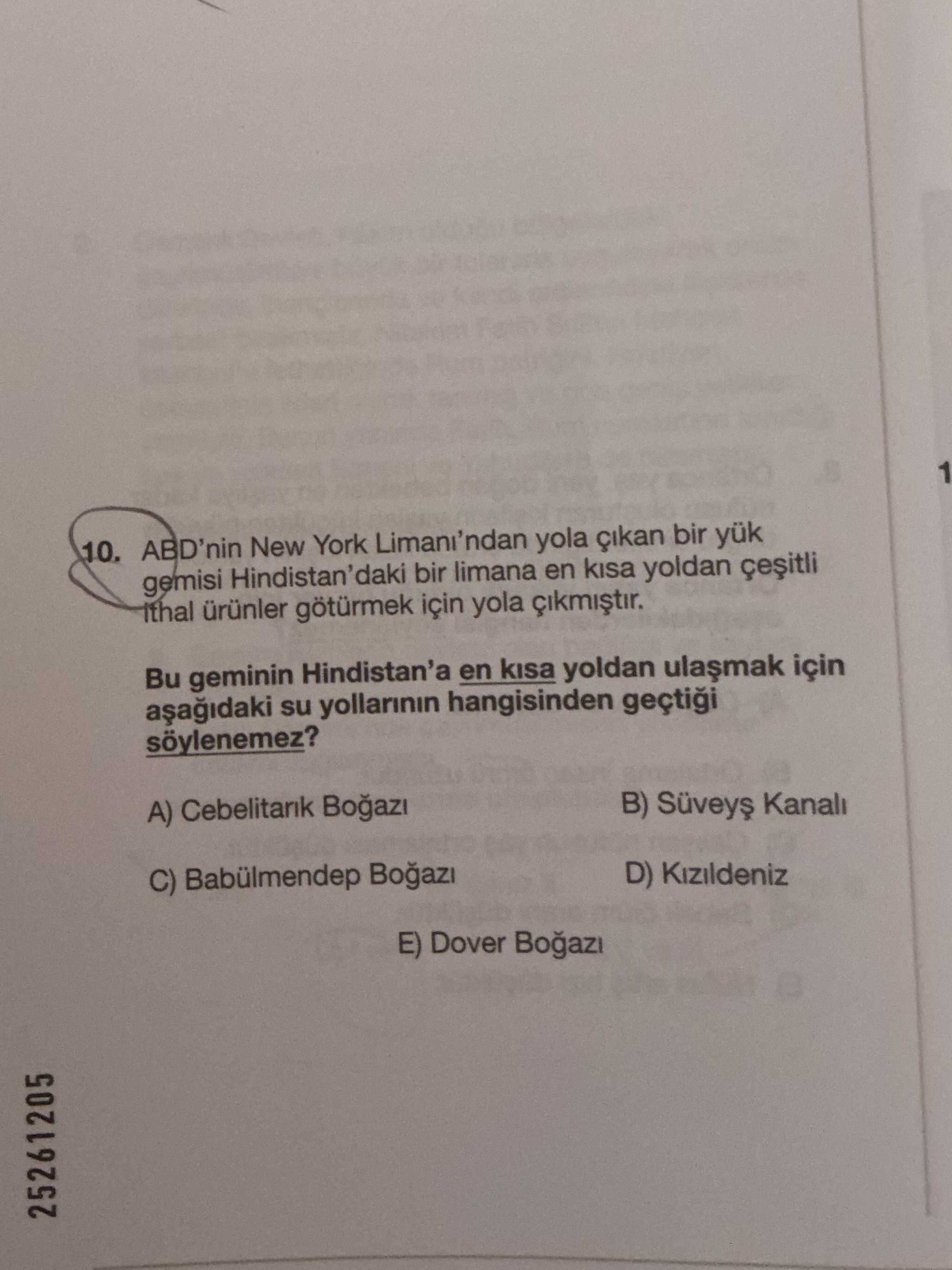 ABD'nin New York Limanı'ndan yola çıkan bir yük gemisi Hindistan'daki bir limana en kısa yoldan