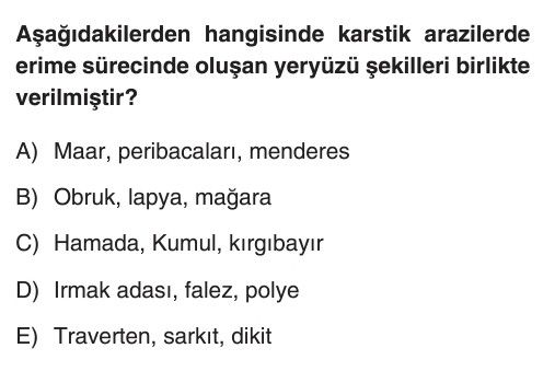 Aşağıdakilerden hangisinde karstik arazilerde erime sürecinde oluşan yeryüzü şekilleri birlikte