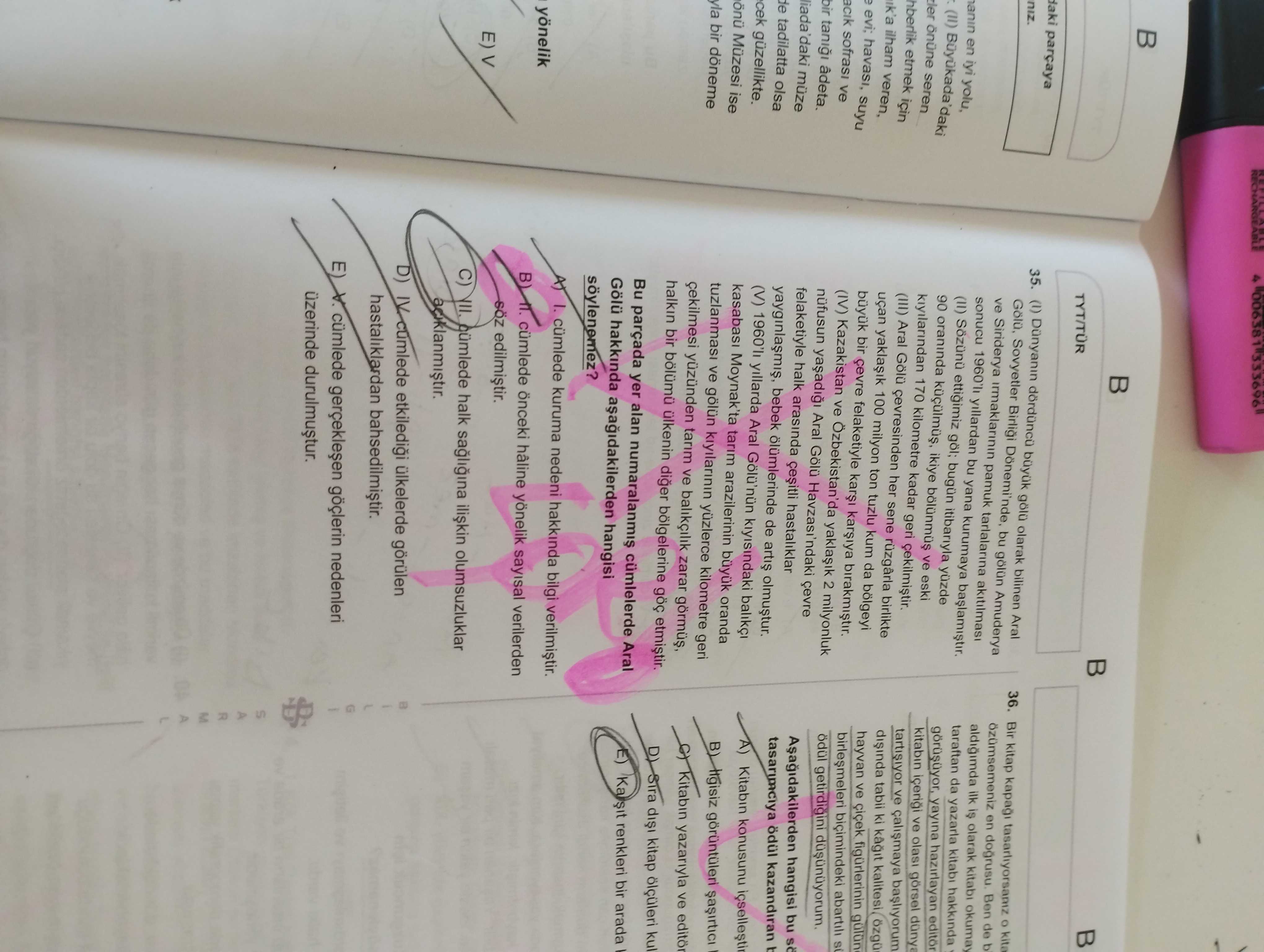 (I) Dünyanın dördüncü büyük gölü olarak bilinen Aral Gölü, Sovyetler Birliği Döneminde, bu gölün