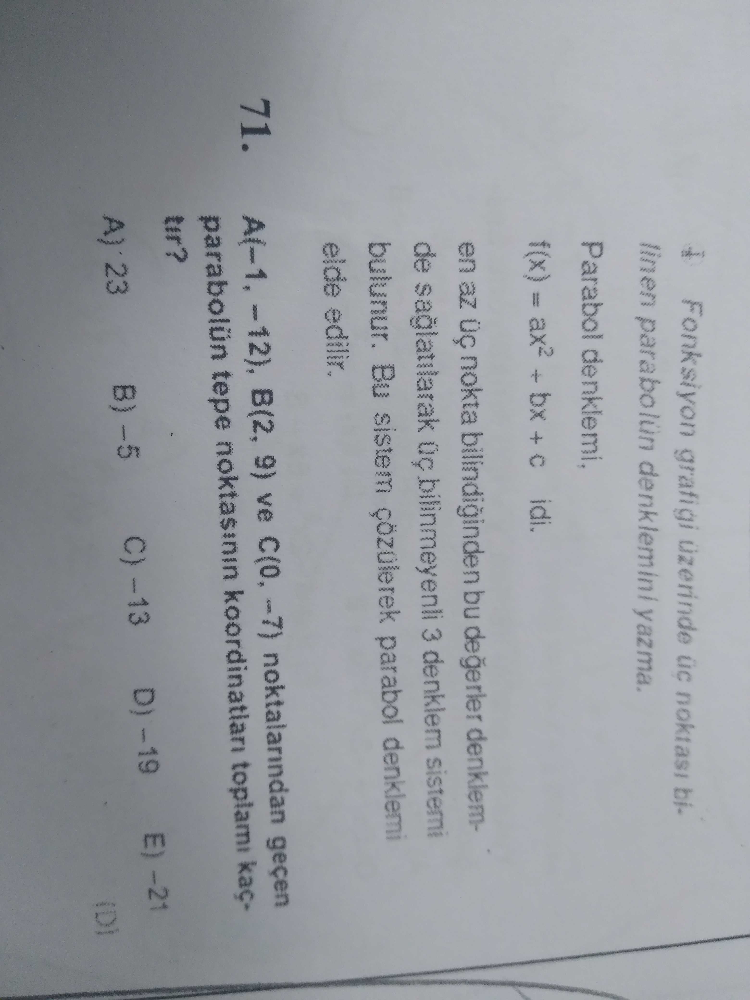 Fonksiyon grafigi üzerinde noktasi bilinen denklemini yazma. Parabol denklemi, f(x) ax2 bx idi. en az nokta bu degerler