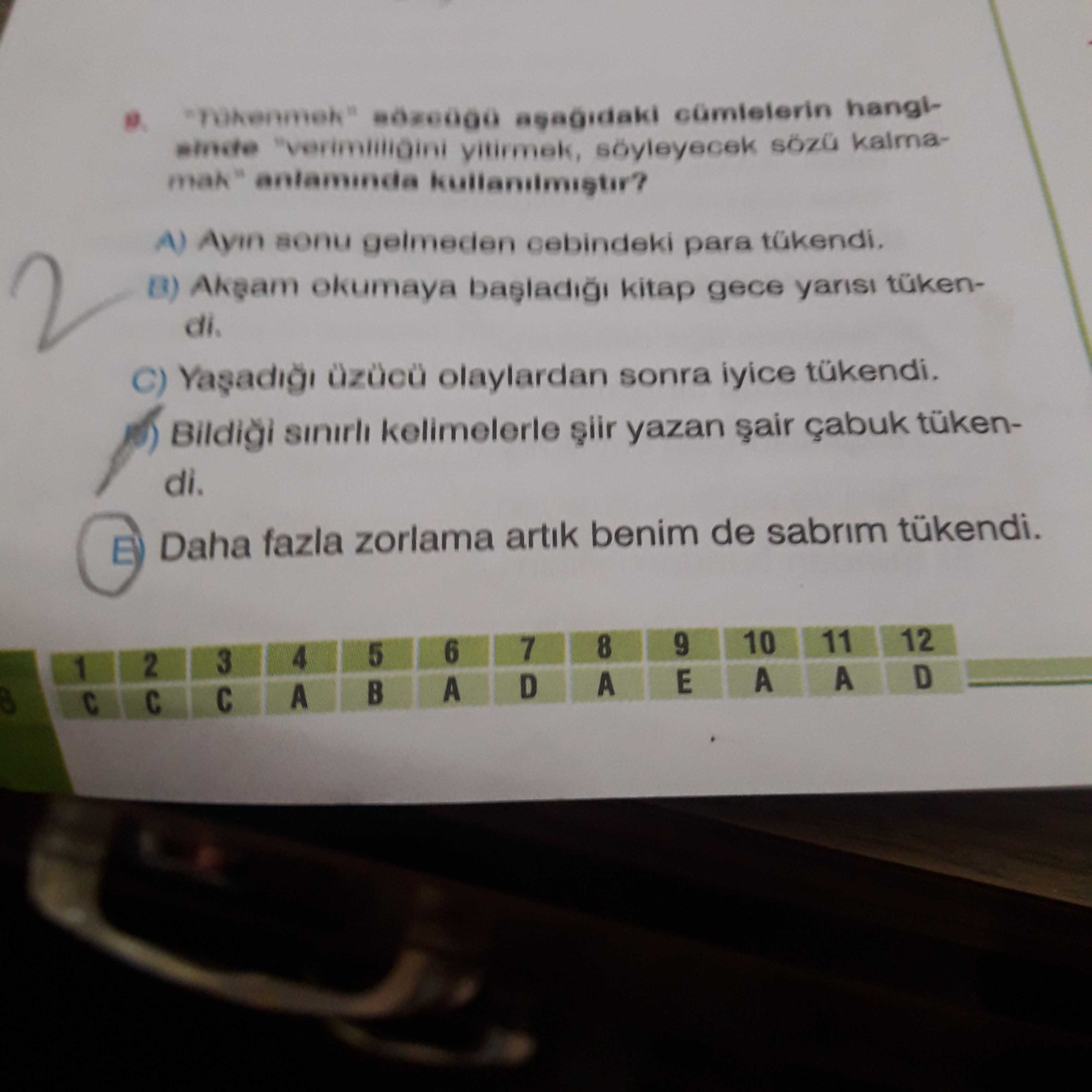 "Tükenmek" sözcüğü aşağıdaki cümlelerin hangisinde "verimliliğini yitirmek, söyleyecek sözü