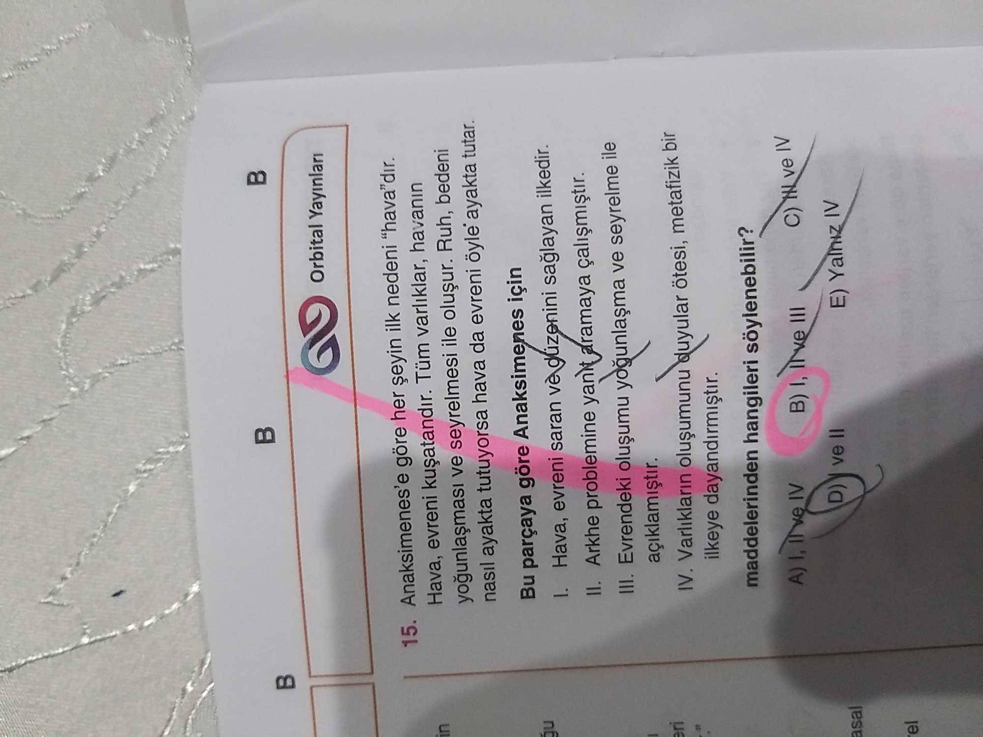 Anaksimenes'e göre her şeyin ilk nedeni "hava"dır. Hava, evreni kuşatandır. Tüm varlıklar, havanın
