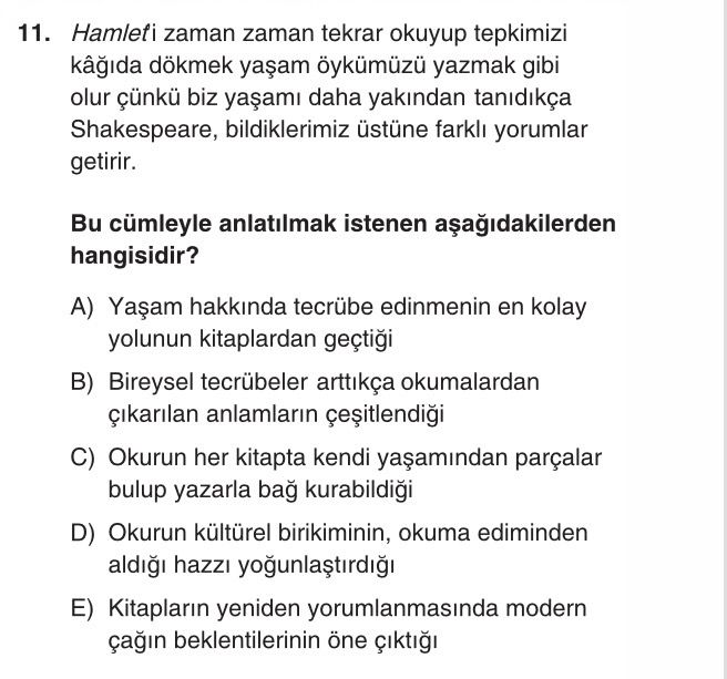 Hamlet'i zaman zaman tekrar okuyup tepkimizi kâğıda dökmek yaşam öykümüzü yazmak gibi olur çünkü biz