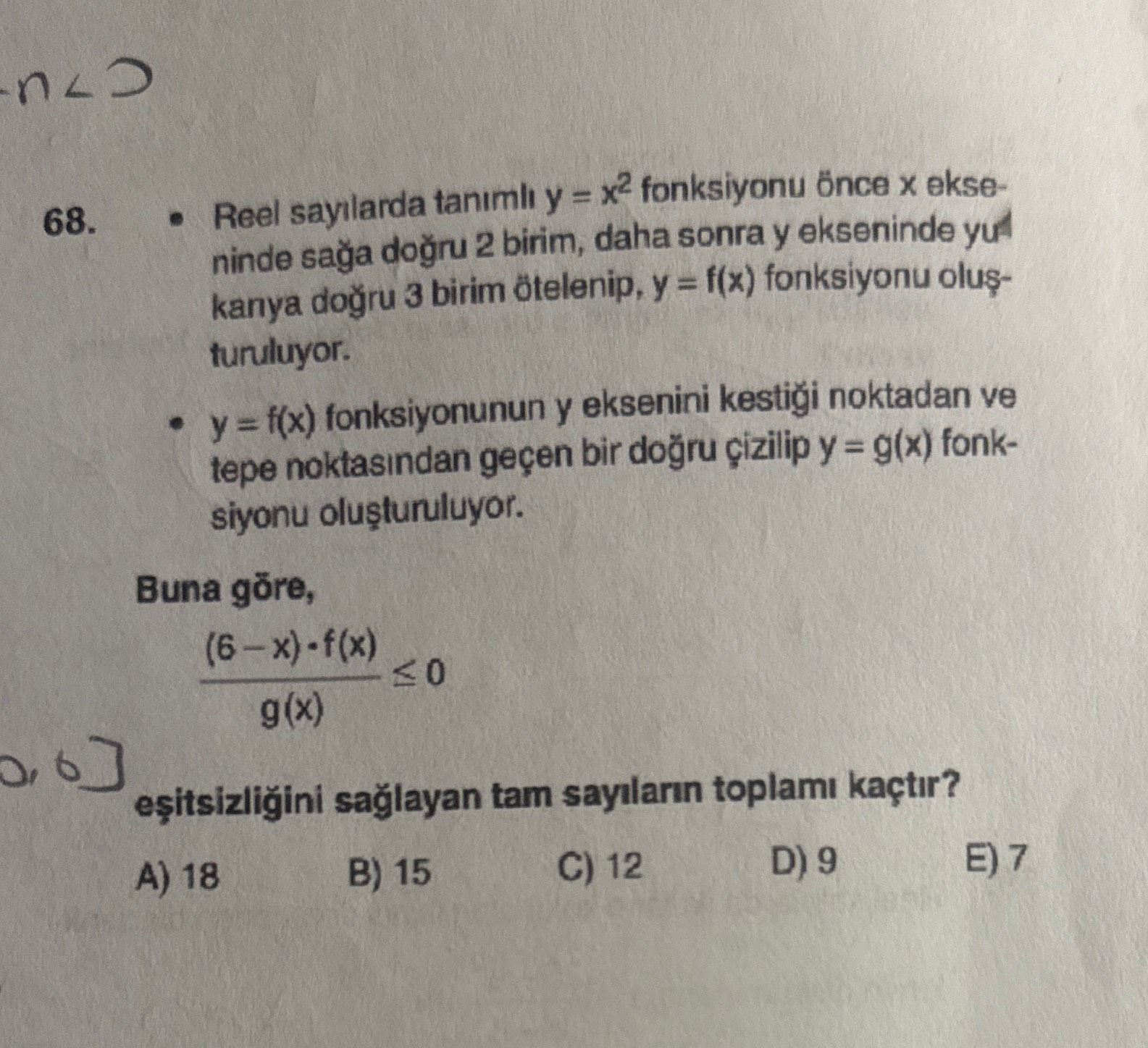 • Reel sayılarda tanımlı y = x² fonksiyonu önce x ekseninde sağa doğru 2 birim, daha sonra y