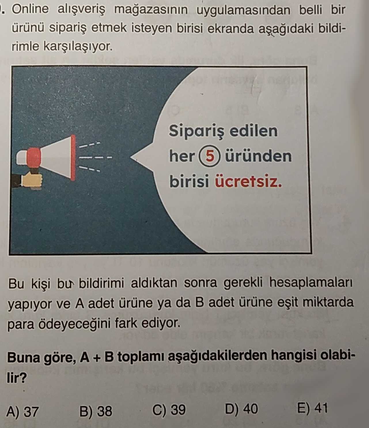 Online alışveriş mağazasının uygulamasından belli bir ürünü sipariş etmek isteyen birisi ekranda