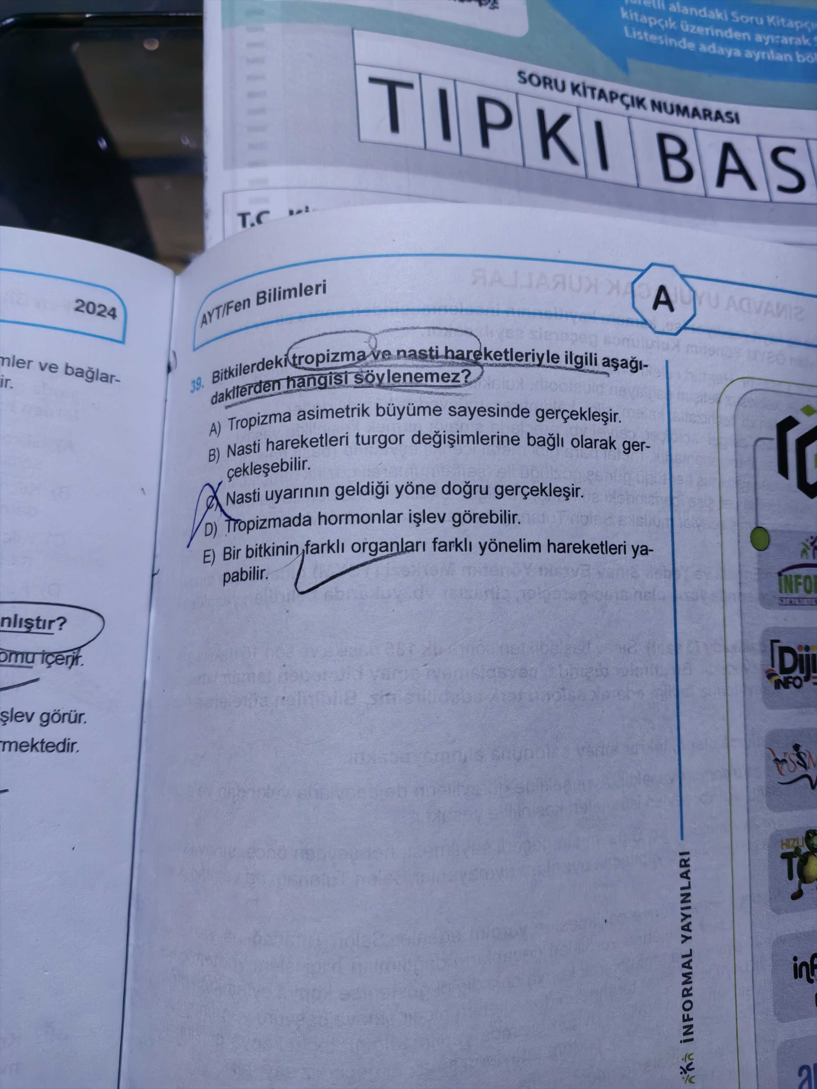Bitkilerdeki tropizma ve nasti hareketleriyle ilgili aşağıdakilerden hangisi söylenemez?