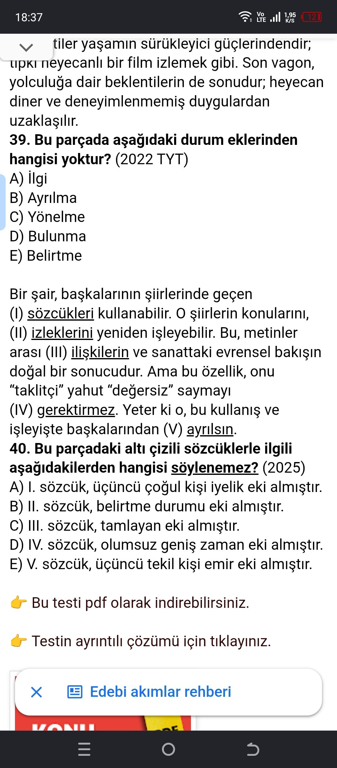 ...tiler yaşamın sürükleyici güçlerindendir; tıpkı heyecanlı bir film izlemek gibi. Son vagon