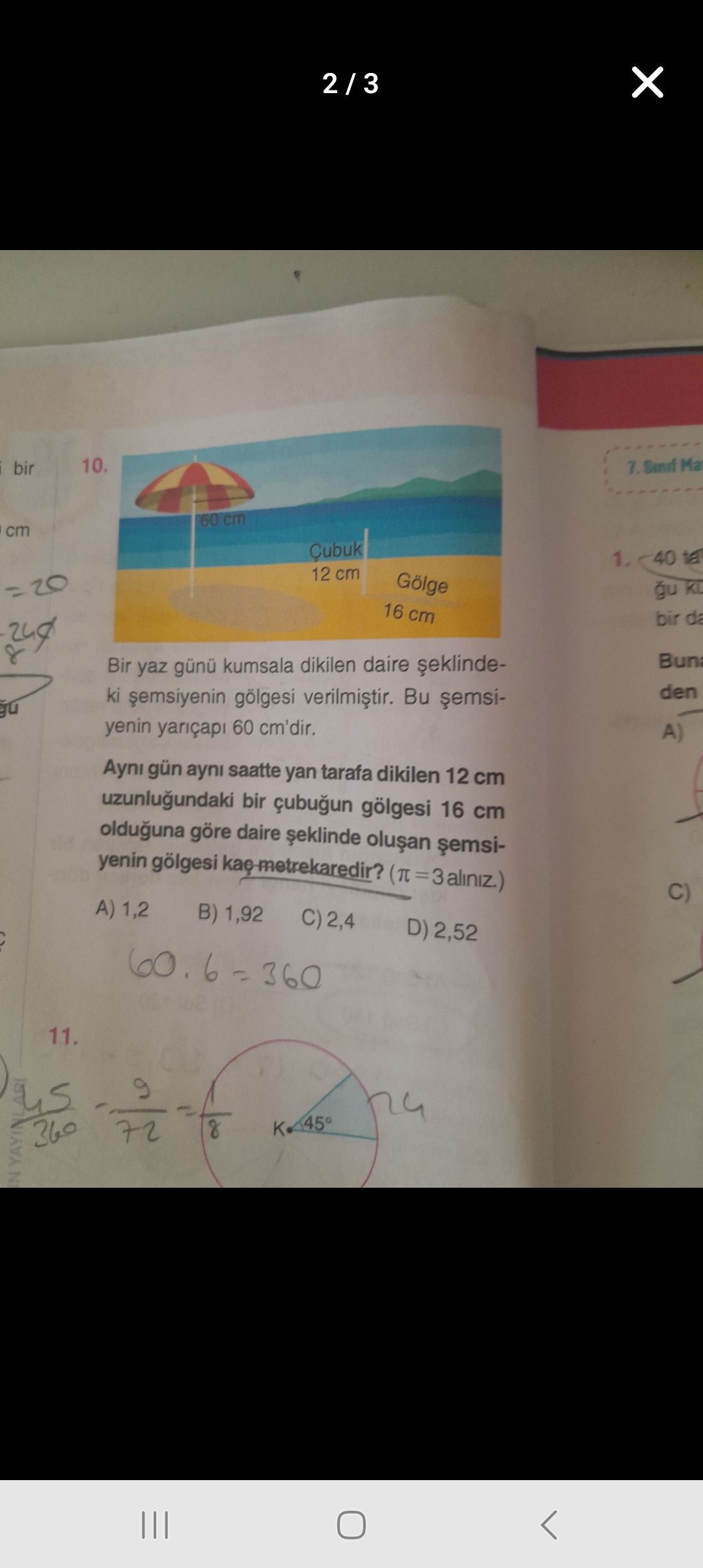Bir peyzaj mühendisi daire şeklinde planlanan bir site için boyalı bölgeyi yeşil alan olarak tasarlıyor. O merkezli, [AB]