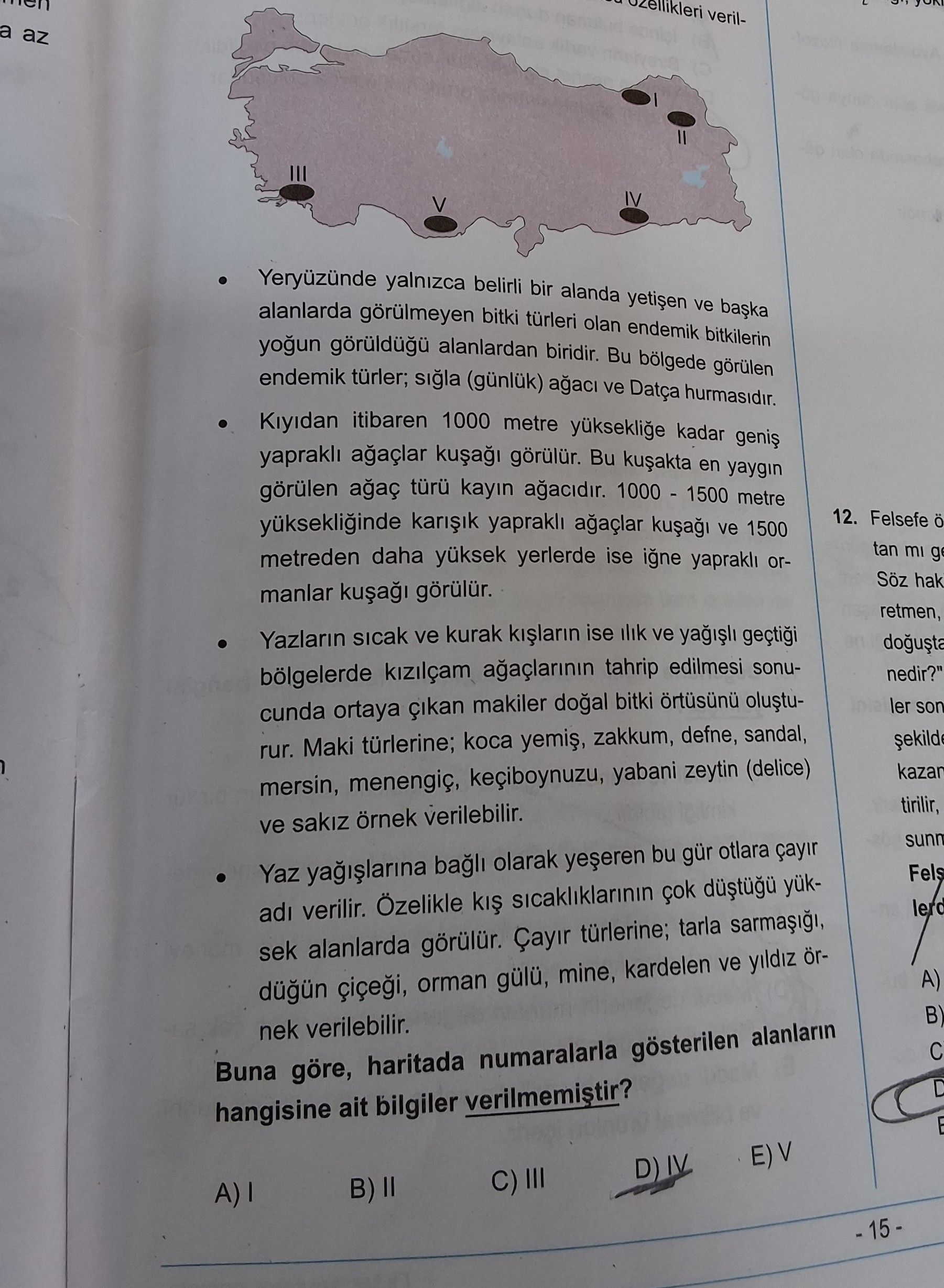 • Yeryüzünde yalnızca belirli bir alanda yetişen ve başka alanlarda görülmeyen bitki türleri olan
