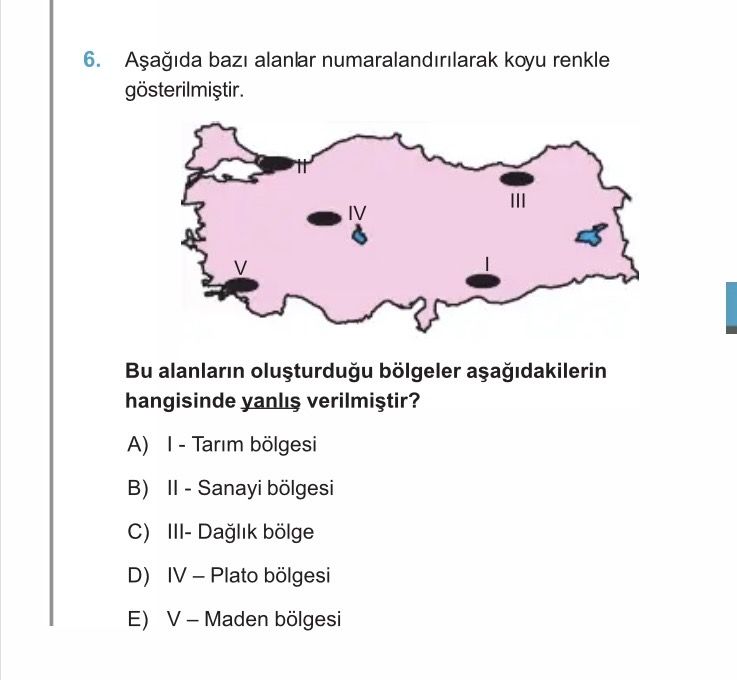 Aşağıda bazı alanlar numaralandırılarak koyu renkle gösterilmiştir. Bu alanların oluşturduğu
