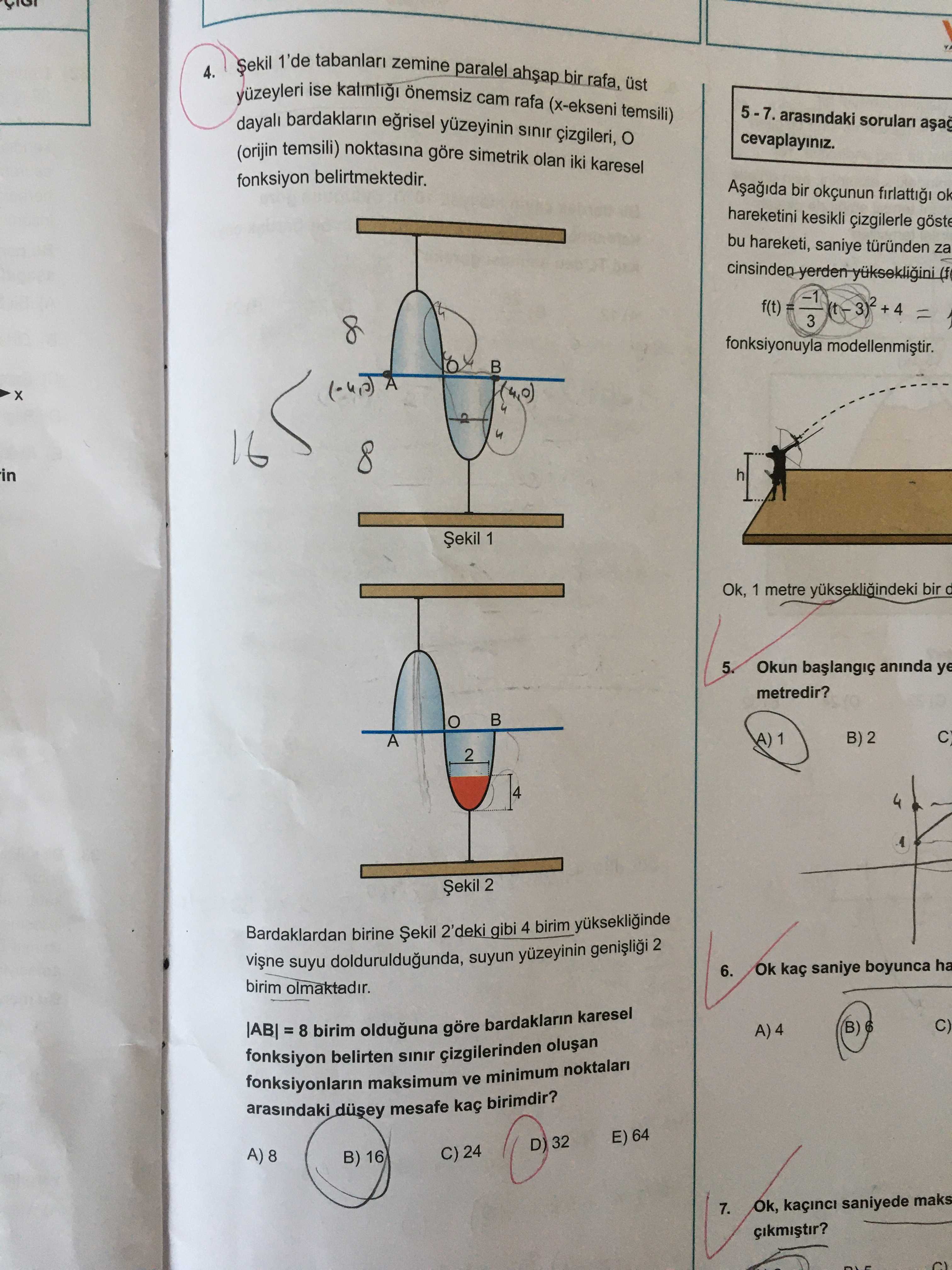 Şekil 1'de tabanları zemine paralel ahşap bir rafa, üst yüzeyleri ise kalınlığı önemsiz cam rafa