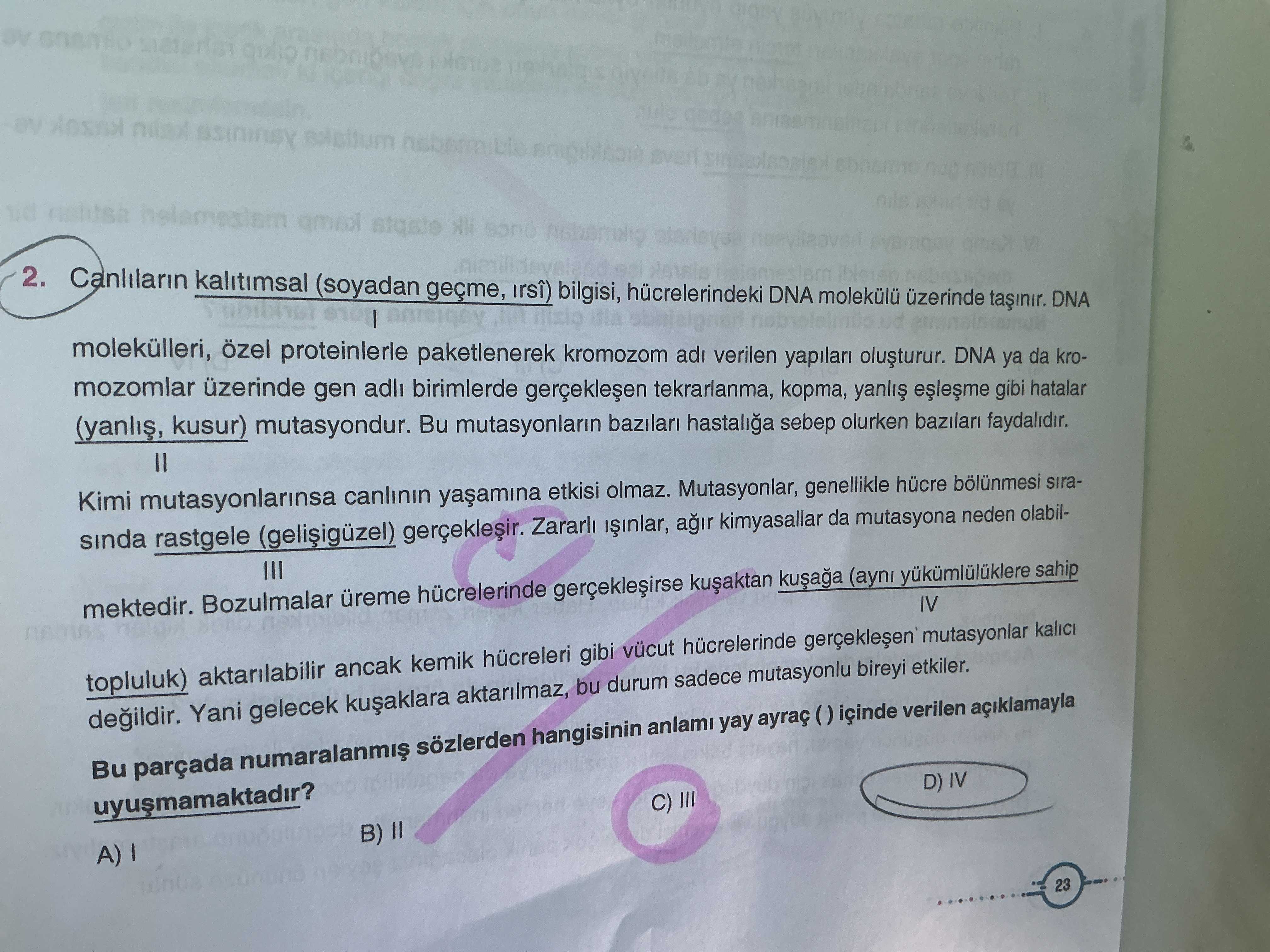 Canlıların kalıtımsal (soyadan geçme, irsî) bilgisi, hücrelerindeki DNA molekülü üzerinde taşınır