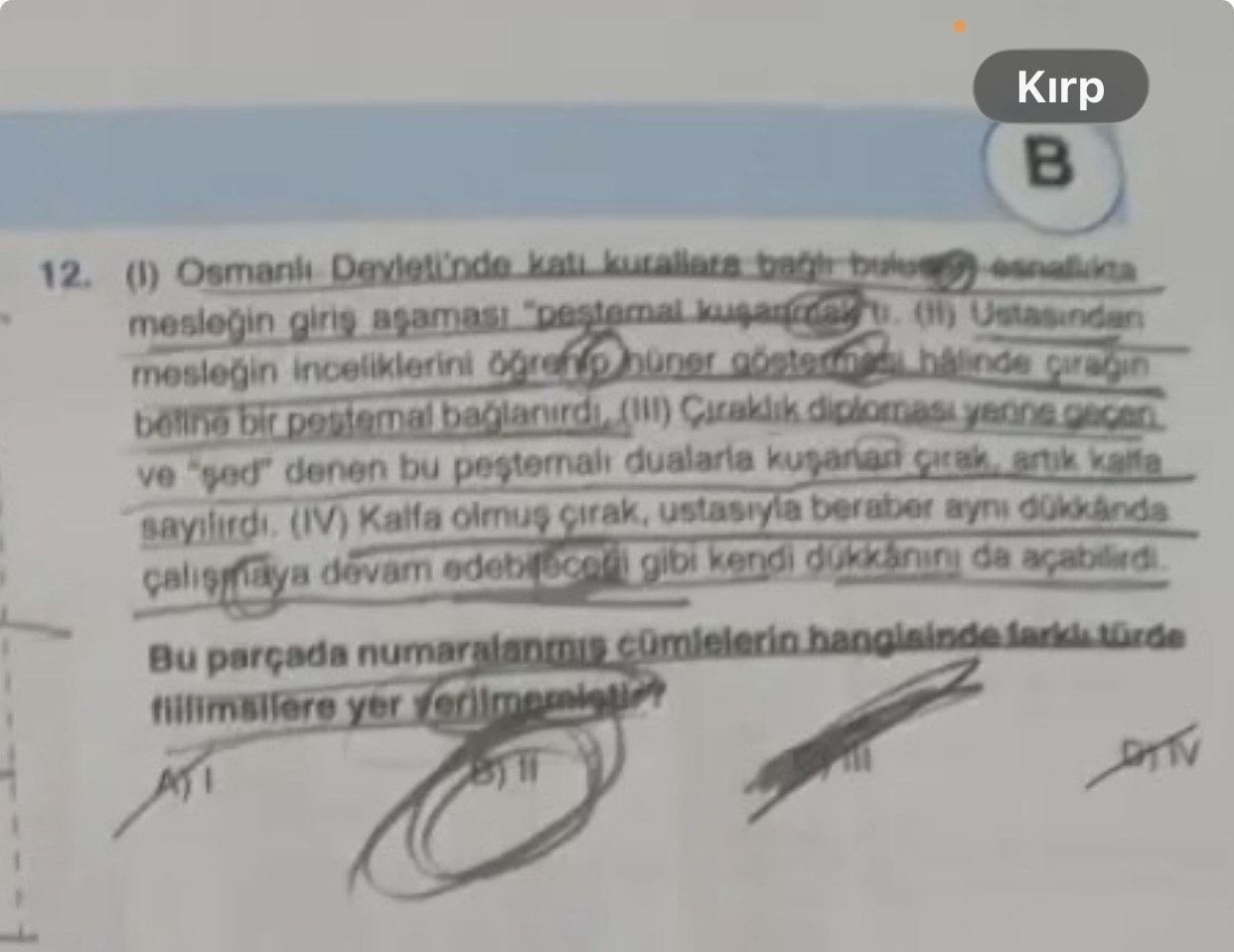 (I) Osmanlı Devleti'nde katı kurallara bağlı bulunan esnaflıkta mesleğin giriş aşaması "peştemal