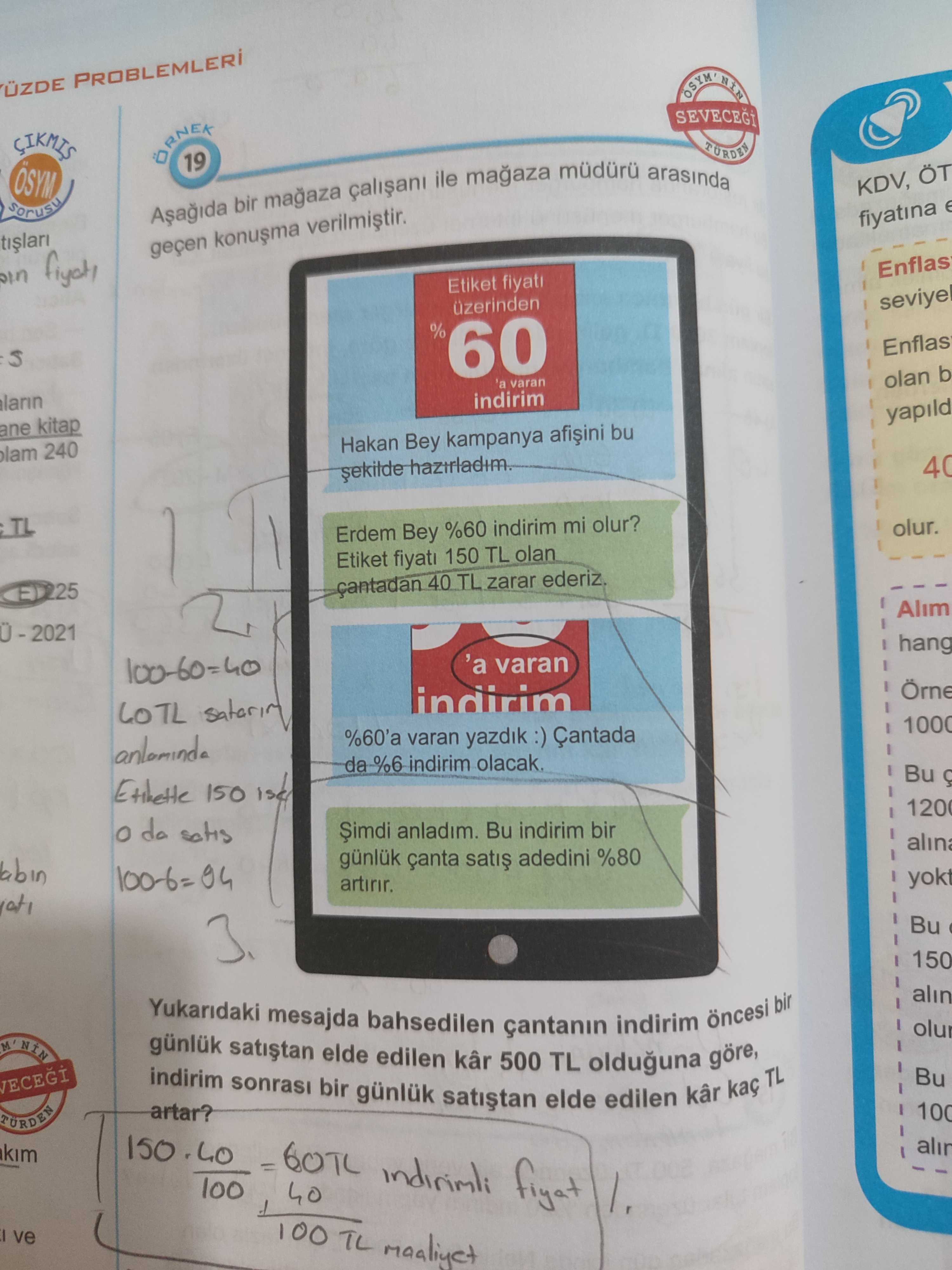Aşağıda bir mağaza çalışanı ile mağaza müdürü arasında geçen konuşma verilmiştir. (Telefon ekranında