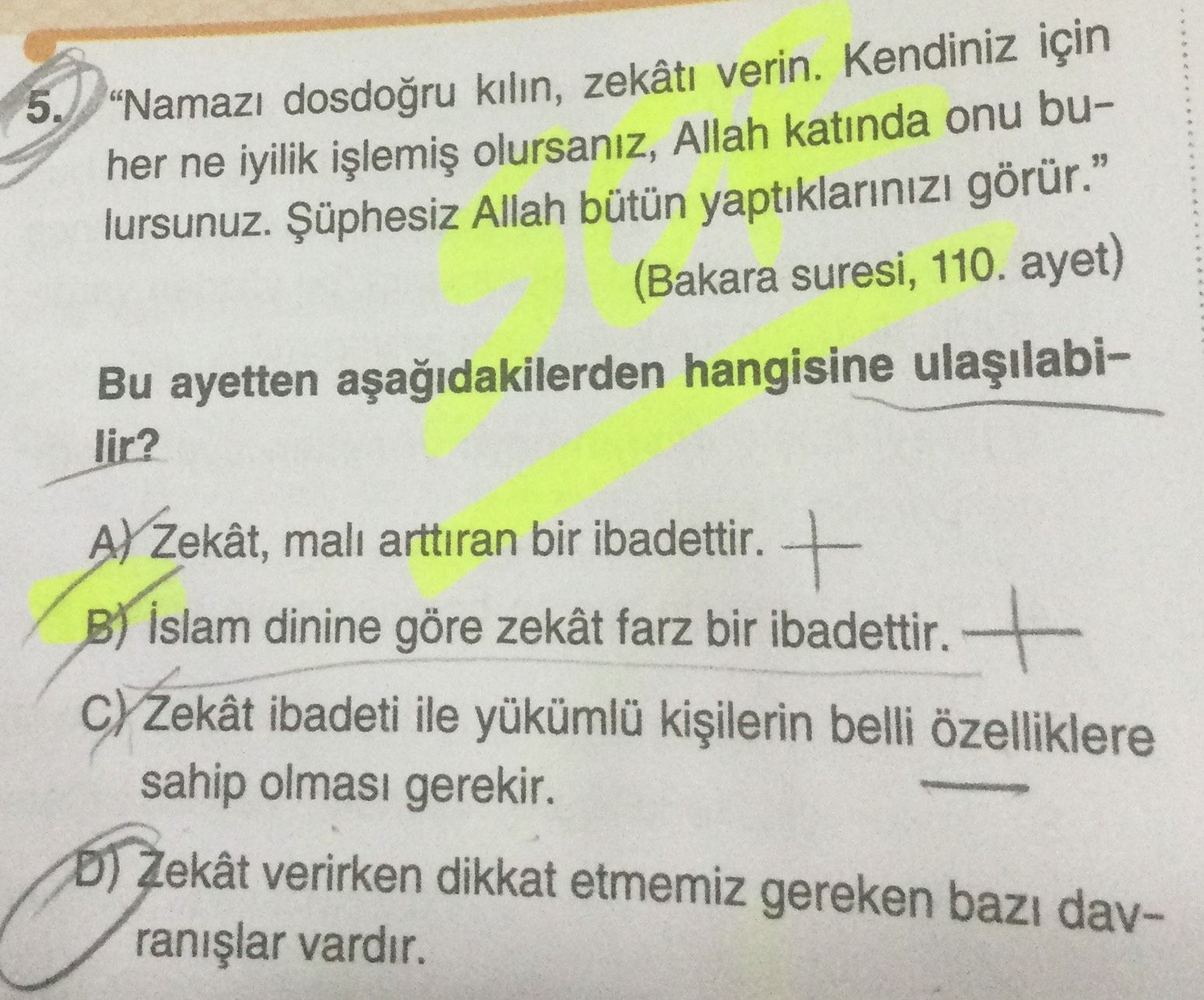 "Namazı dosdoğru kılın, zekâtı verin. Kendiniz için her ne iyilik işlemiş olursanız, Allah katında