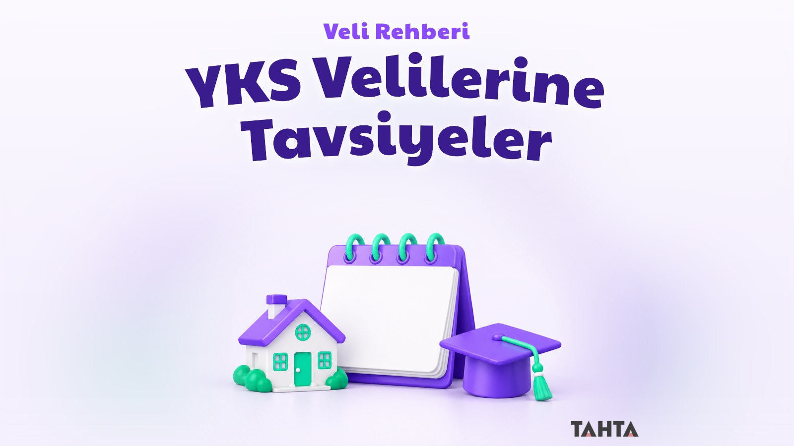 YKS velileri için rehberi simgeleyen takvim, ev ve mezuniyet kepi illüstrasyonu