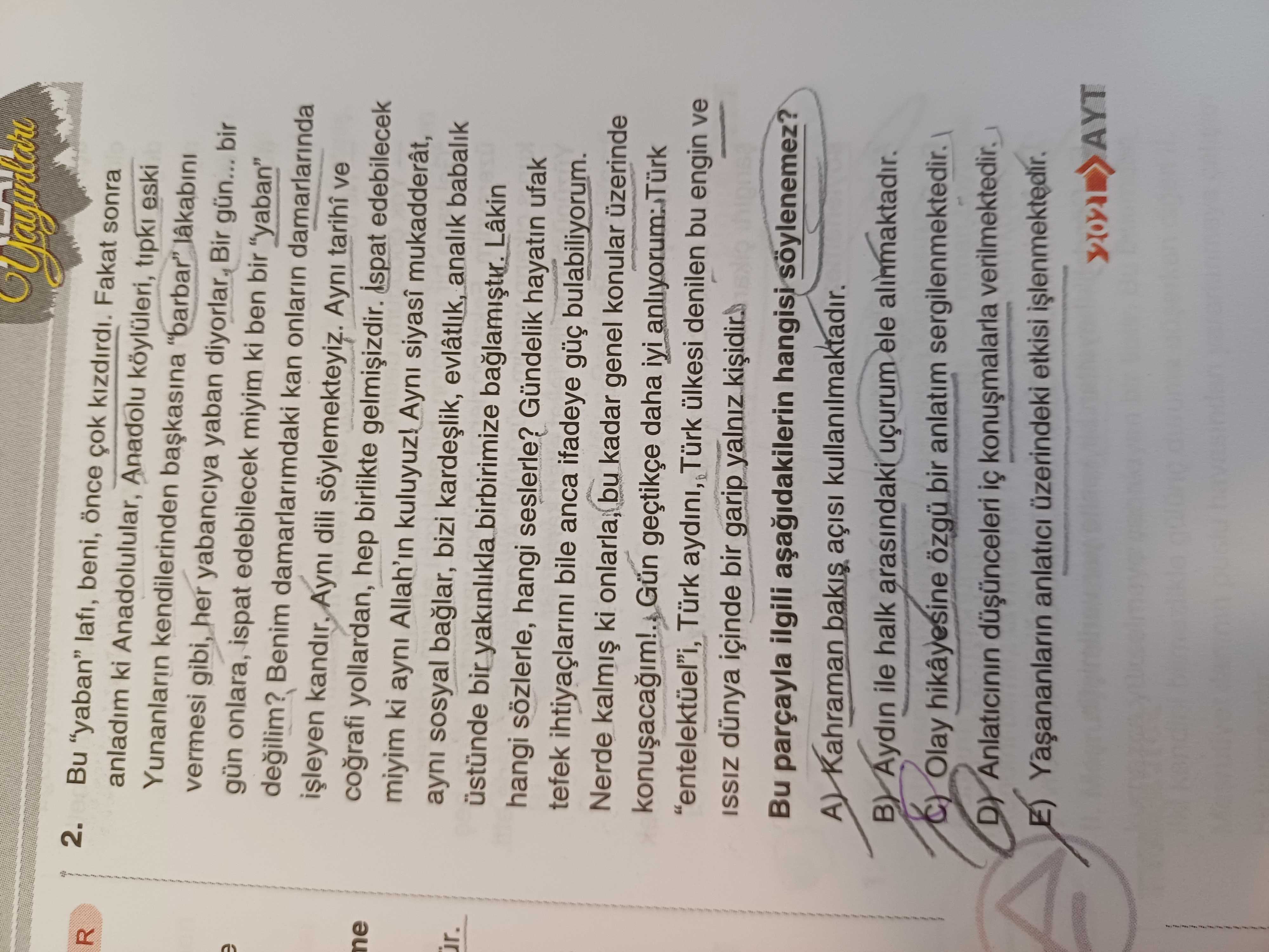 Bu "yaban" lafı, beni, önce çok kızdırdı. Fakat sonra anladım ki Anadolular, Anadolu köylüleri