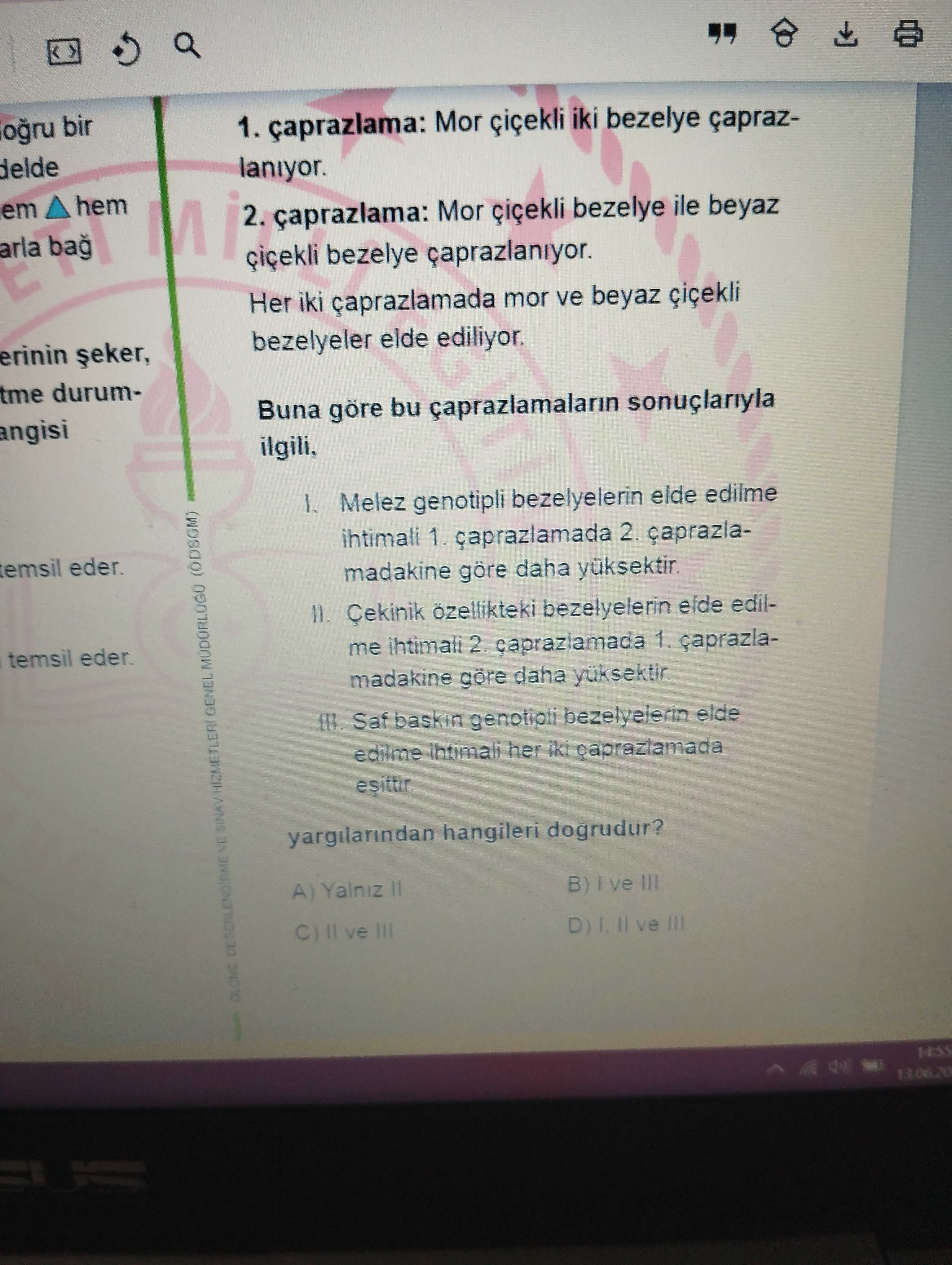çaprazlama: Mor çiçekli iki bezelye çaprazlanıyor. 2. çaprazlama: Mor çiçekli bezelye ile beyaz