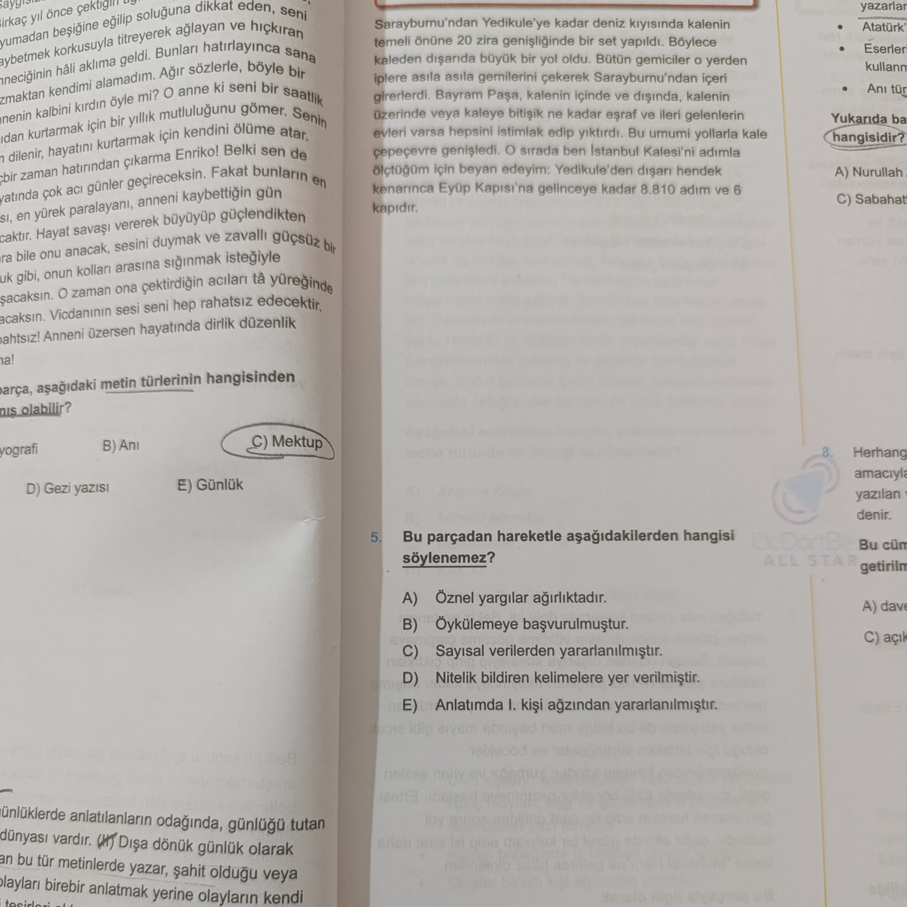 Parça, aşağıdaki metin türlerinin hangisinden alınmış olabilir?