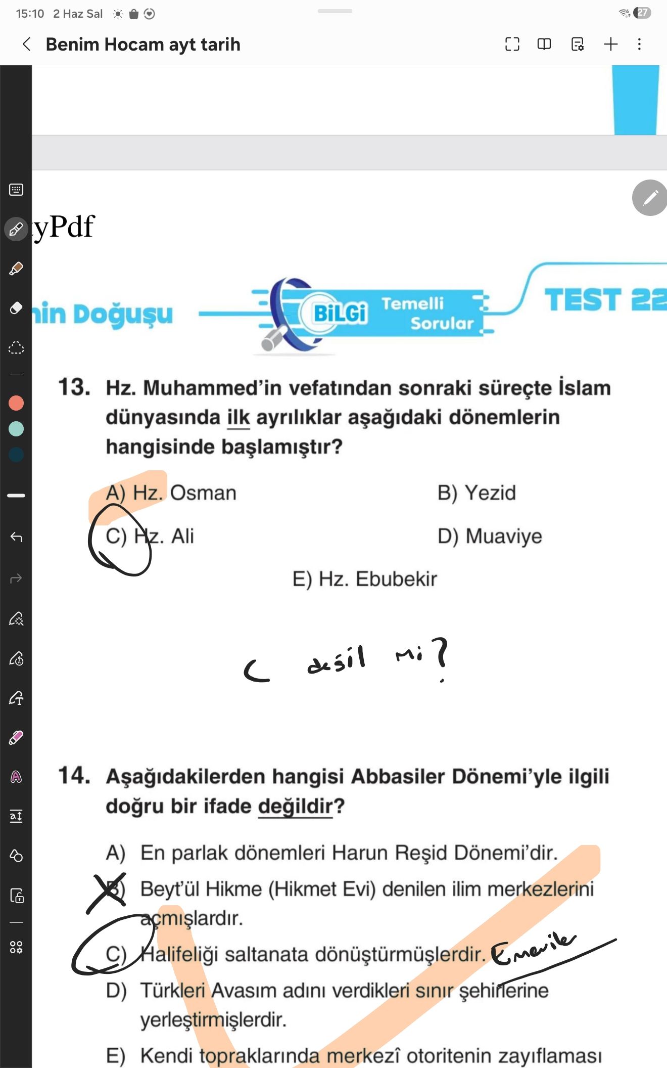 Hz. Muhammed'in vefatından sonraki süreçte İslam dünyasında ilk ayrılıklar aşağıdaki dönemlerin