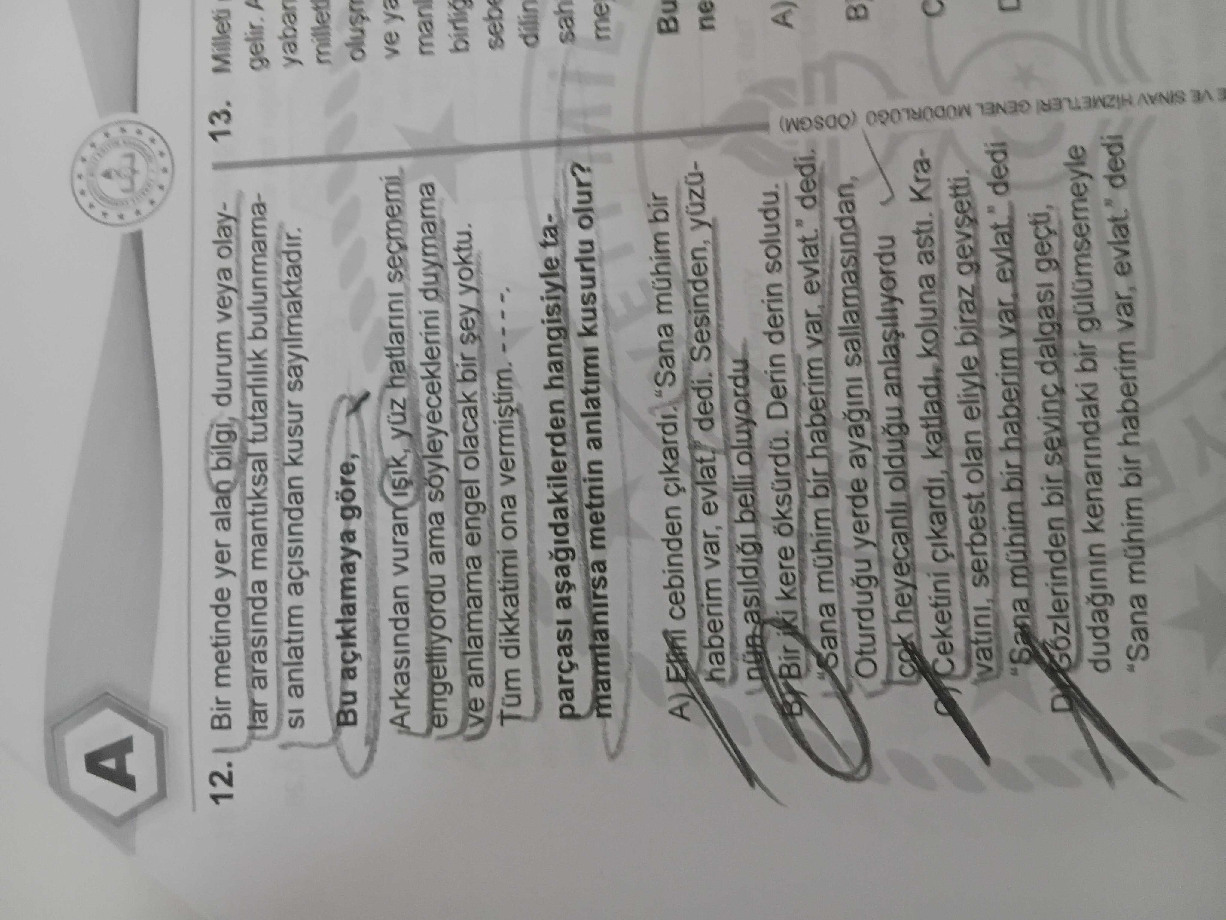 Bir metinde yer alan bilgi, durum veya olaylar arasında mantıksal tutarlılık bulunmaması anlatım