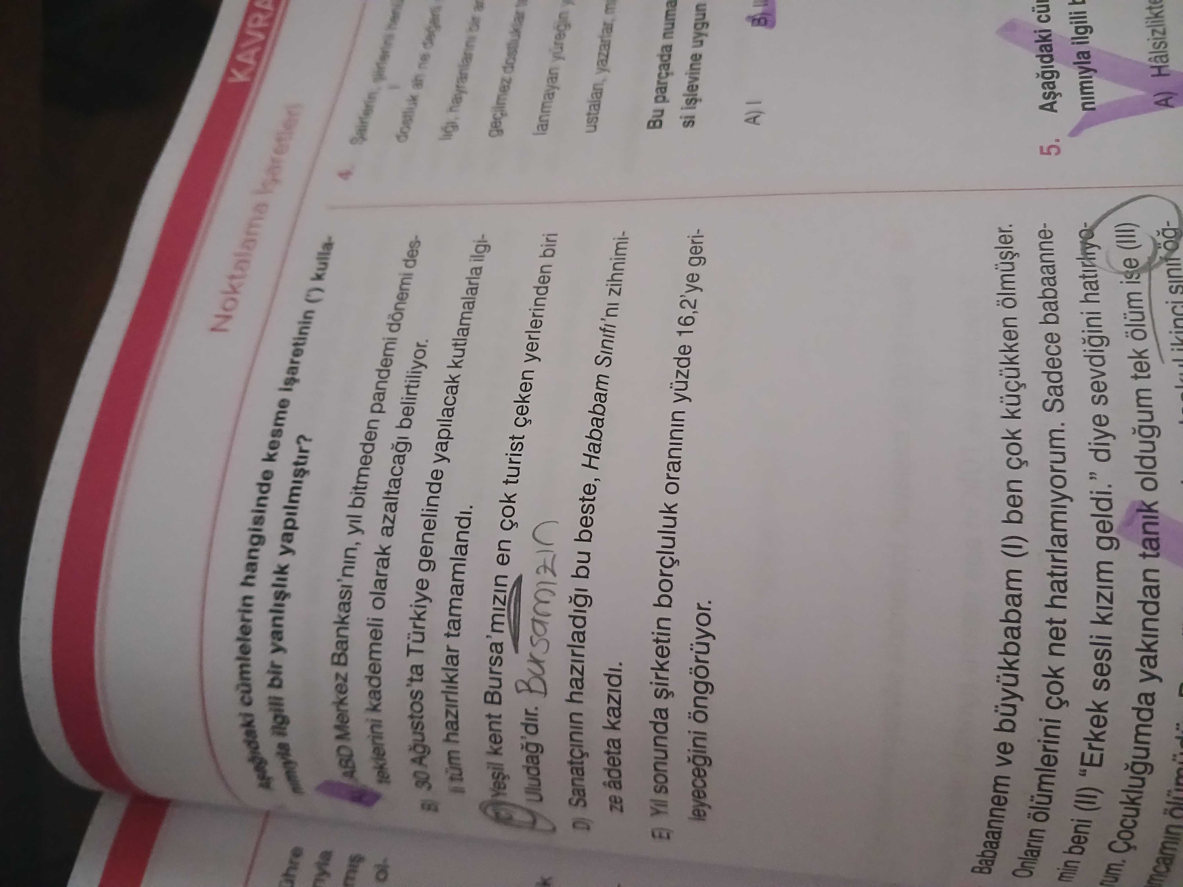 Aşağıdaki cümlelerin hangisinde kesme işaretinin (') kullanmasıyla ilgili bir yanlışlık yapılmıştır?