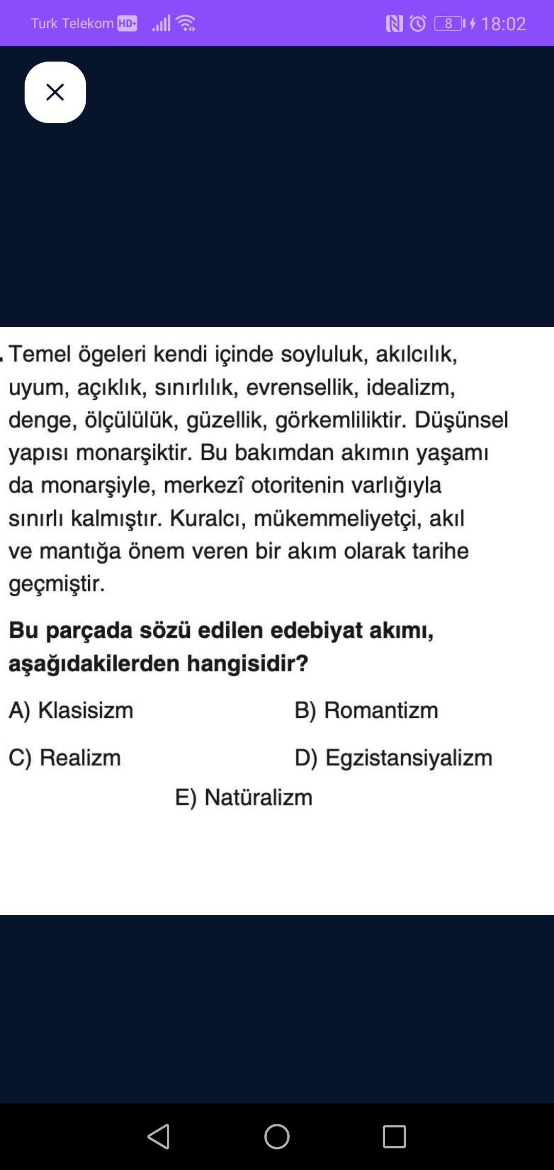 Temel ögeleri kendi içinde soyluluk, akılcılık, uyum, açıklık, sınırlılık, evrensellik, idealizm