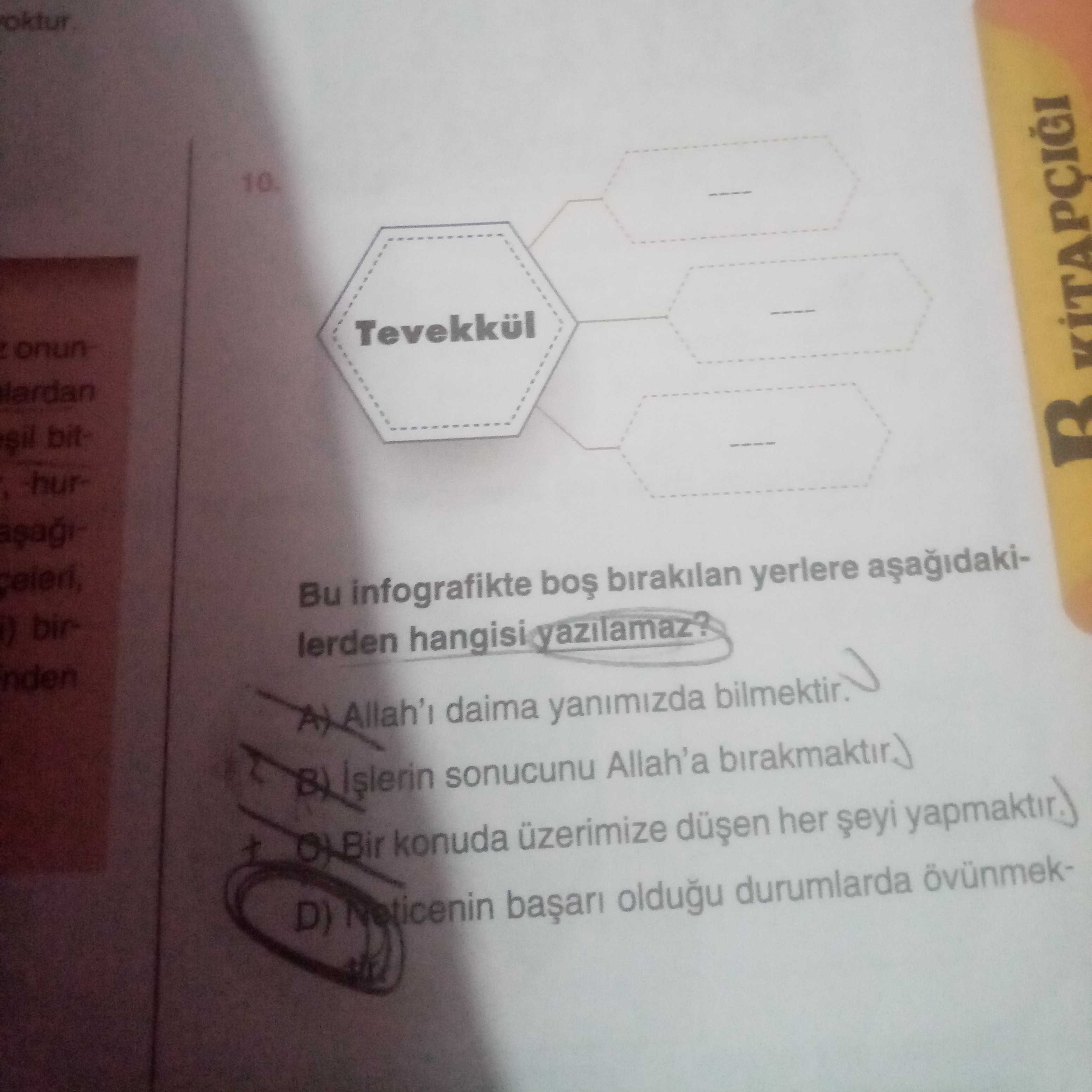 10 Tevekkül Bu infografikte boş bırakılan yerlere aşağıdakilerden hangisi yazılamaz?