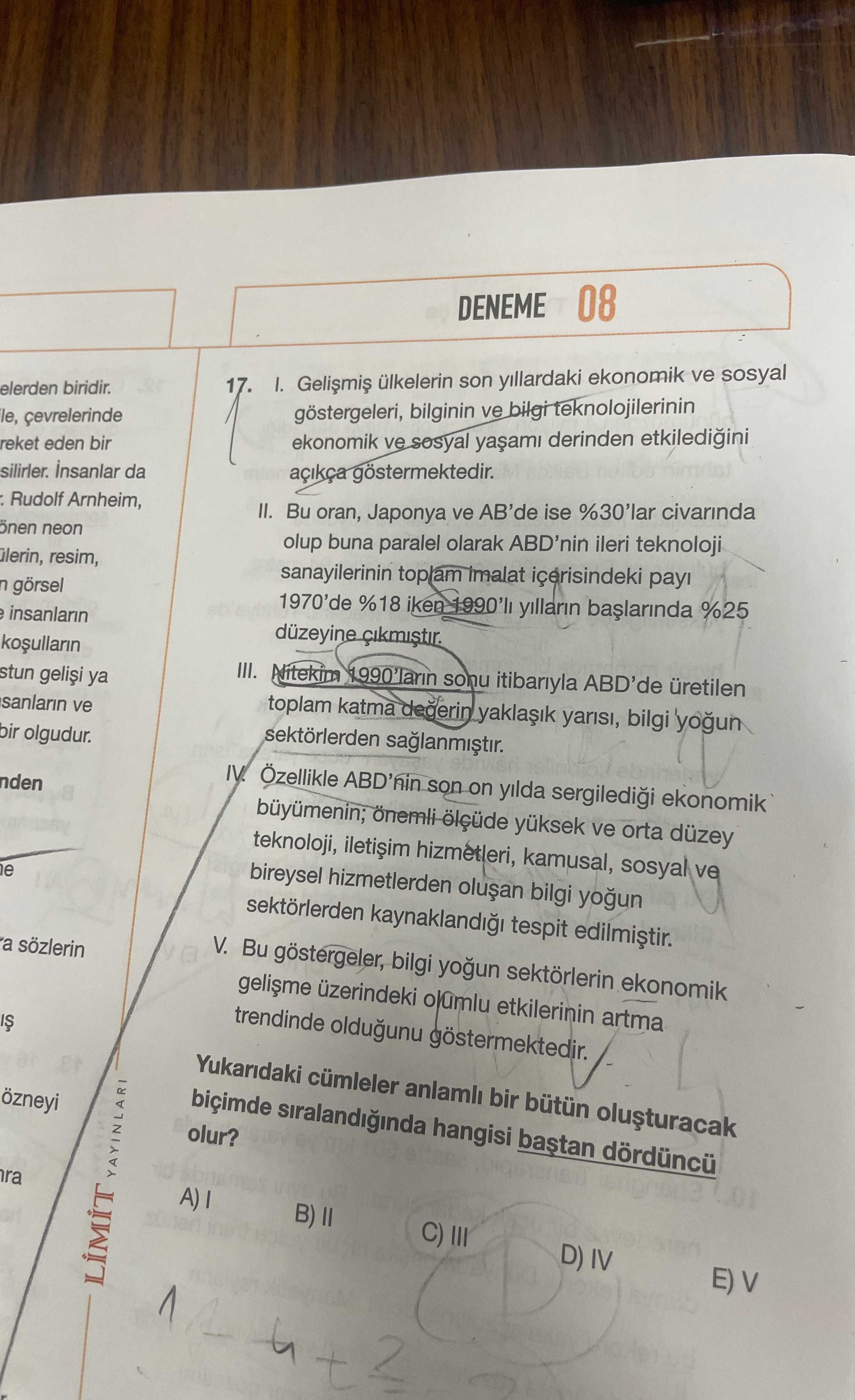 I. Gelişmiş ülkelerin son yıllardaki ekonomik ve sosyal göstergeleri, bilginin ve bilgi
