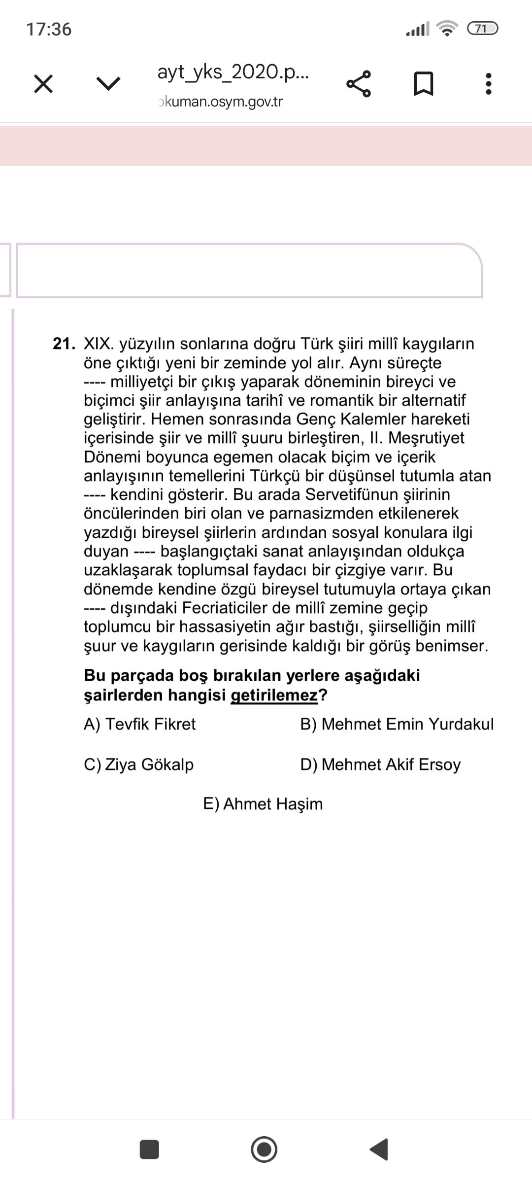 XIX. yüzyılın sonlarına doğru Türk şiiri millî kaygıların öne çıktığı yeni bir zeminde yol alır