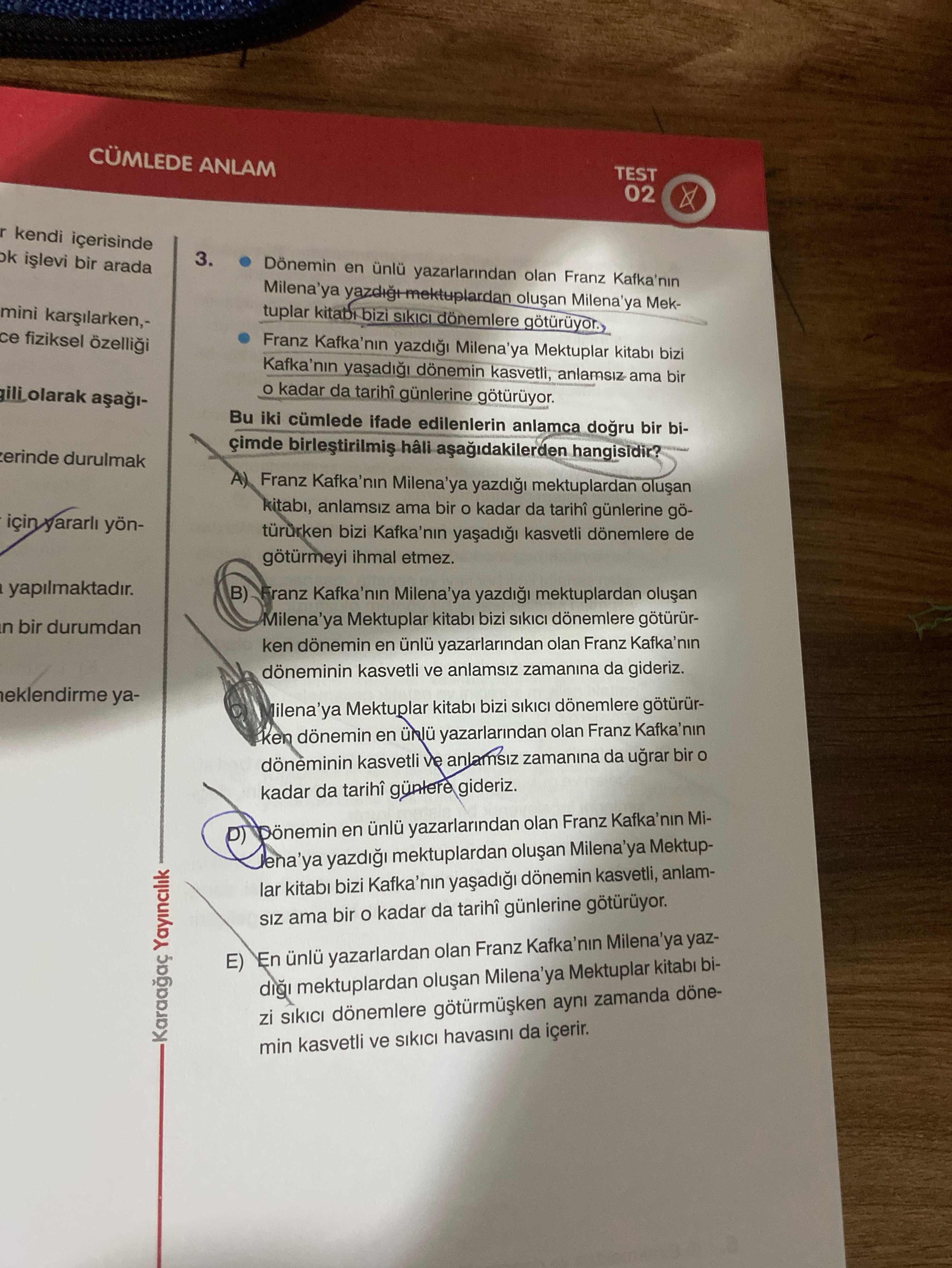 Dönemin en ünlü yazarlarından olan Franz Kafka'nın Milena'ya yazdığı mektuplardan oluşan Milena'ya
