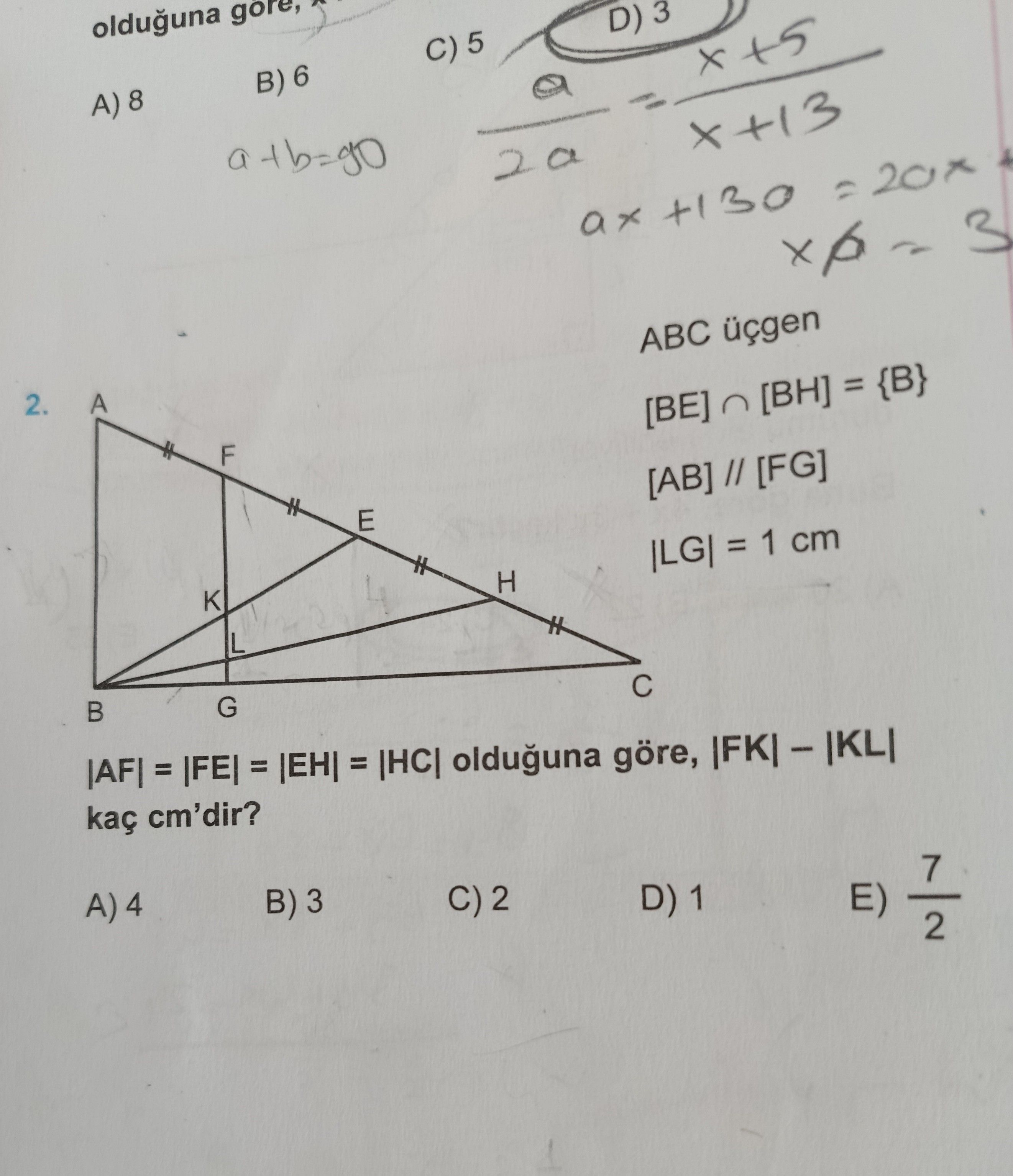 // [FG] olacak şekilde iç noktalar ve doğru parçaları çizilmiş] ABC üçgen [BE] ∩ [BH] = {B} [AB] //