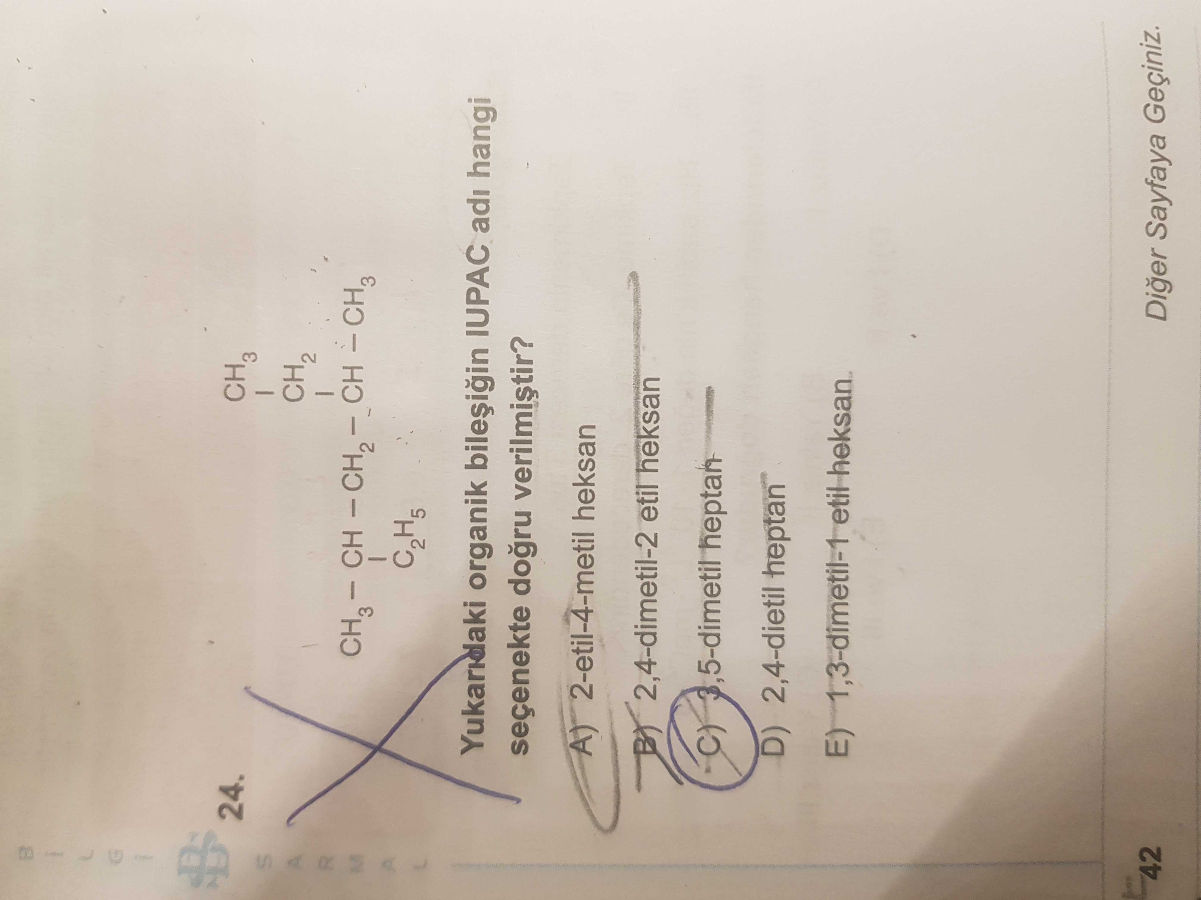 CH₃ | CH₂ | CH₃ − CH − CH₂ − CH − CH − CH₃ | C₂H₅ Yukarıdaki organik bileşiğin IUPAC adı hangi