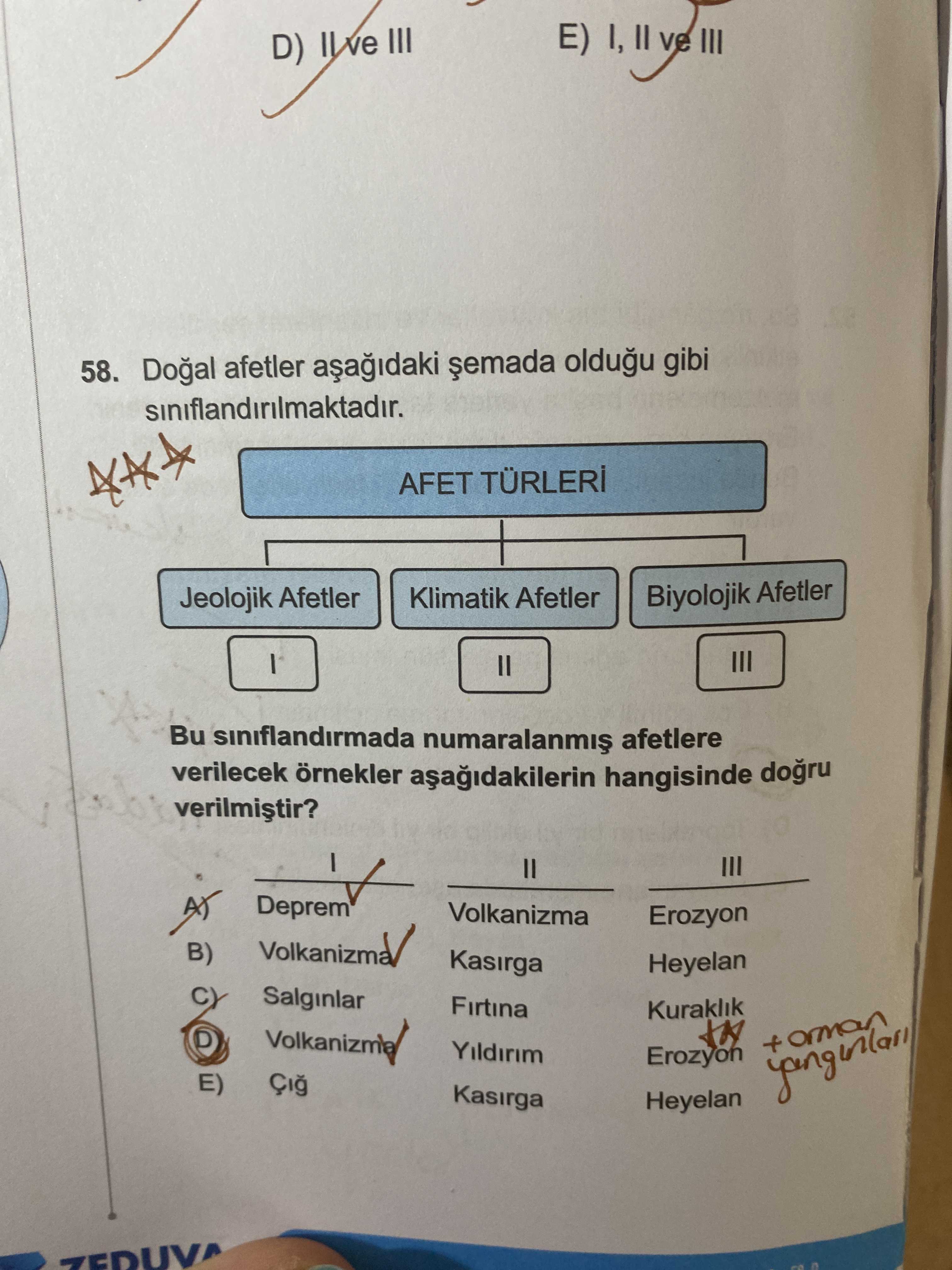 Doğal afetler aşağıdaki şemada olduğu gibi sınıflandırılmaktadır. Bu sınıflandırmada numaralanmış