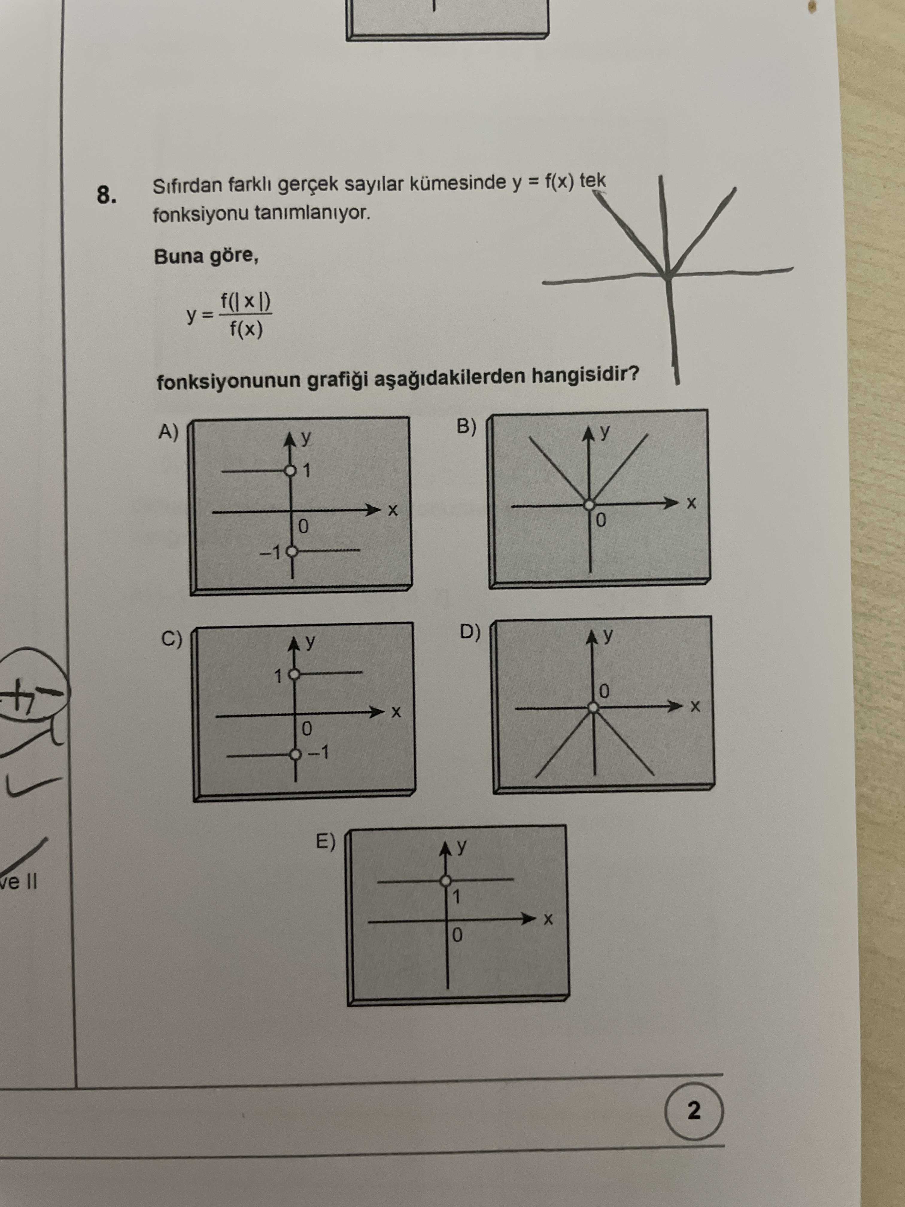 Sifirdan gerçek sayilar f(x) tek 8. fonksiyonu tanimlaniyor. Buna göre, f(x) fonksiyonunun hangisidir. B) A) y 1 D) y 1 ve 1 2 Sifirdan gerçek sayilar f(x) tek 8. B) A) y 1 D) y 1 ve 1 2. ?? Model.Question.title