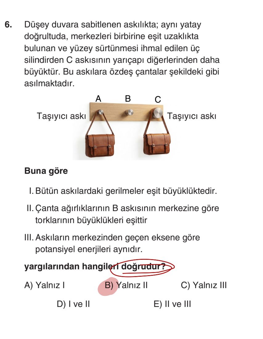Düşey duvara sabitlenen askılıkta; aynı yatay doğrultuda, merkezleri birbirine eşit uzaklıkta