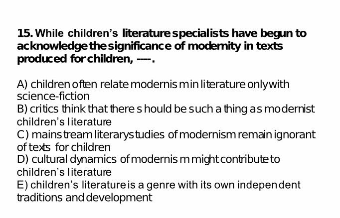 While children's literature specialists have begun to acknowledge the significance of modernity in