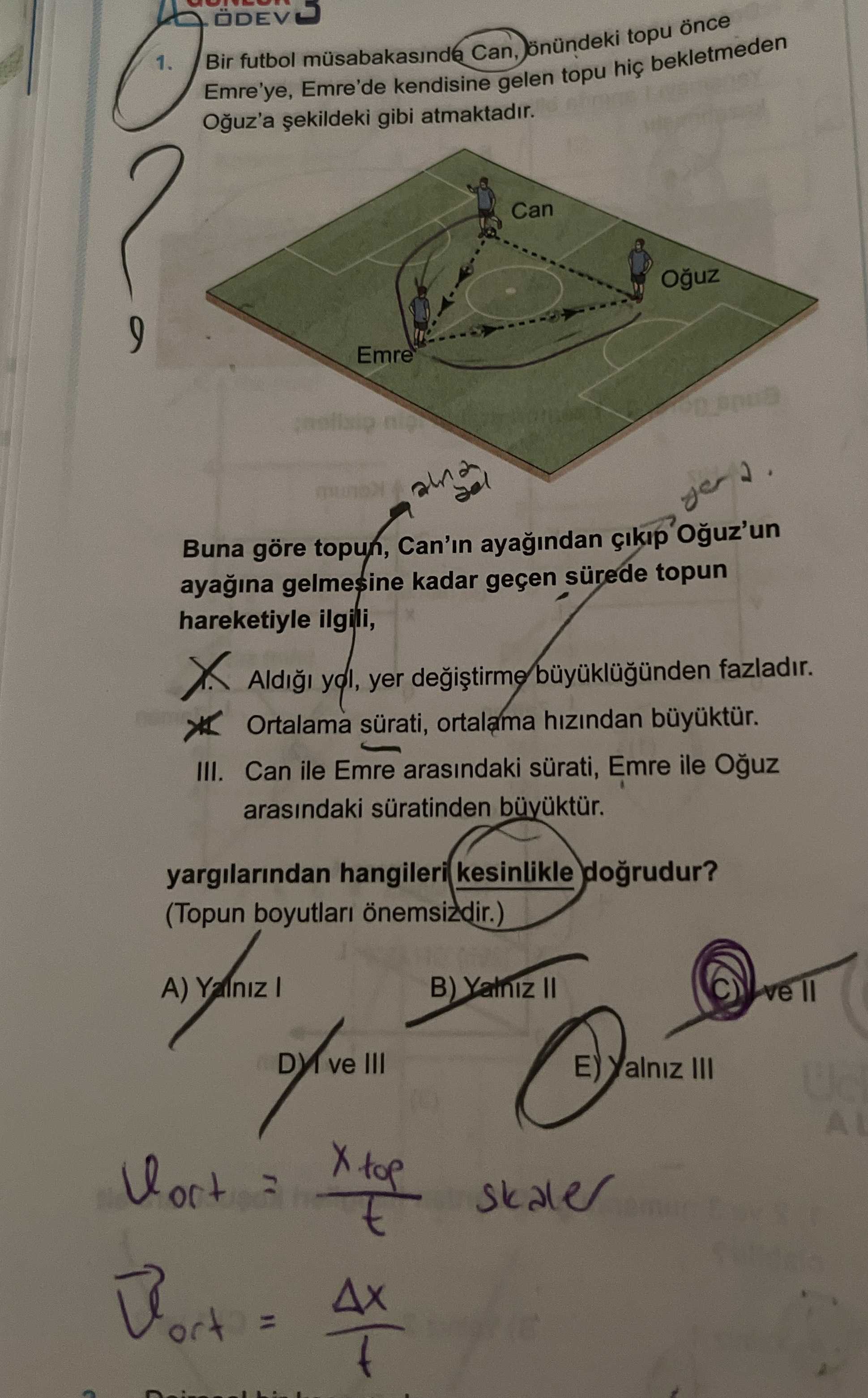 Bir futbol müsabakasında Can, önündeki topu önce Emre'ye, Emre'de kendisine gelen topu hiç