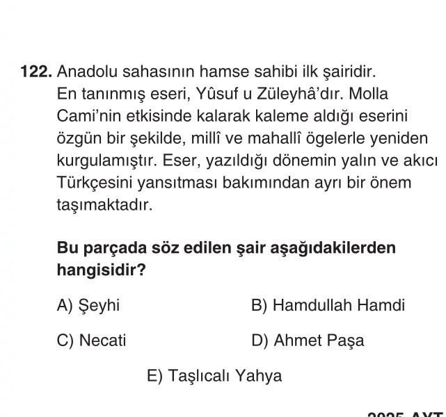 Anadolu sahasının hamse sahibi ilk şairidir. En tanınmış eseri, Yûsuf u Züleyhâ'dır. Molla Cami'nin
