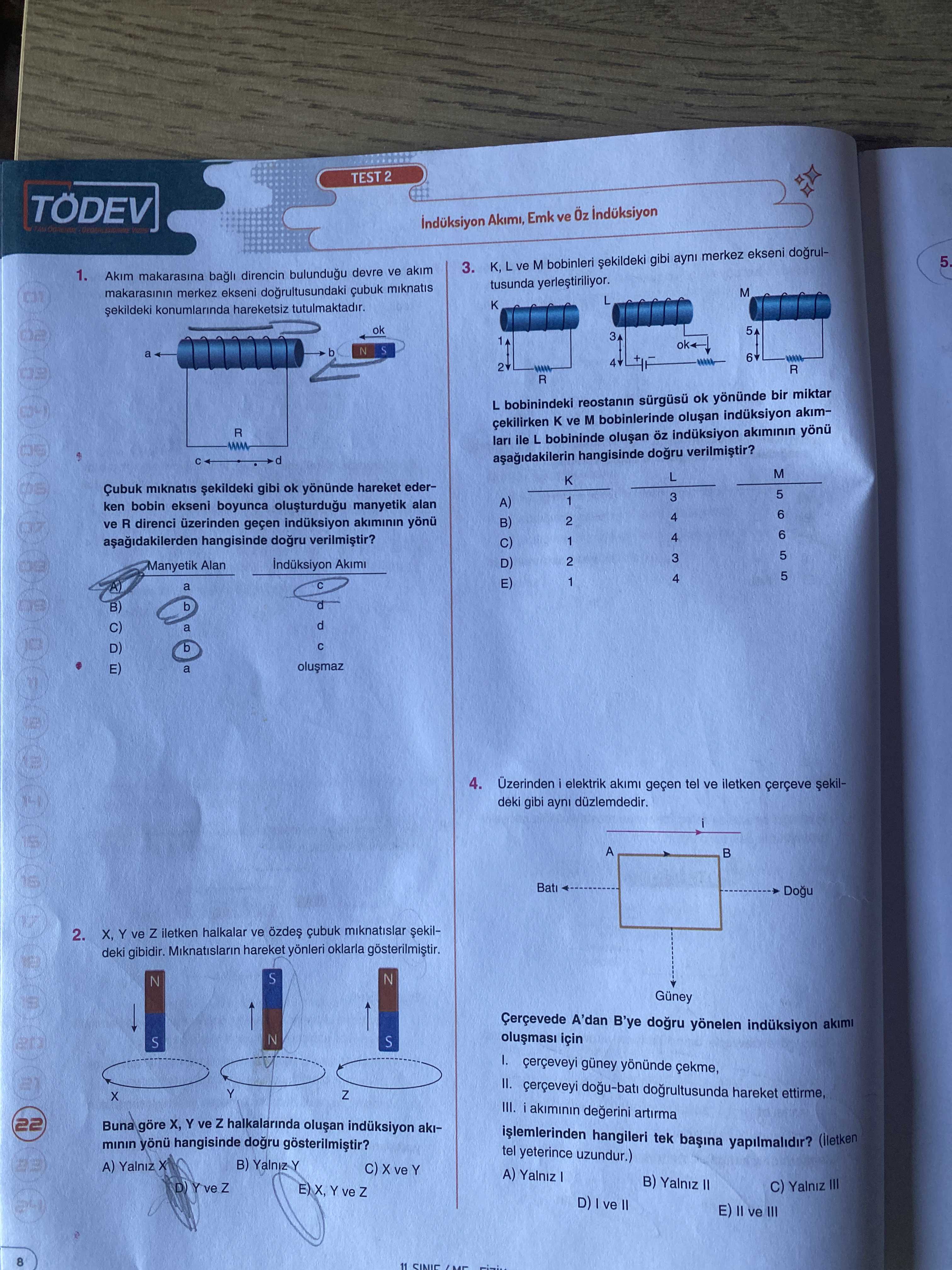 Akım makarasına bağlı direncin bulunduğu devre ve akım makarasının merkez ekseni doğrultusundaki
