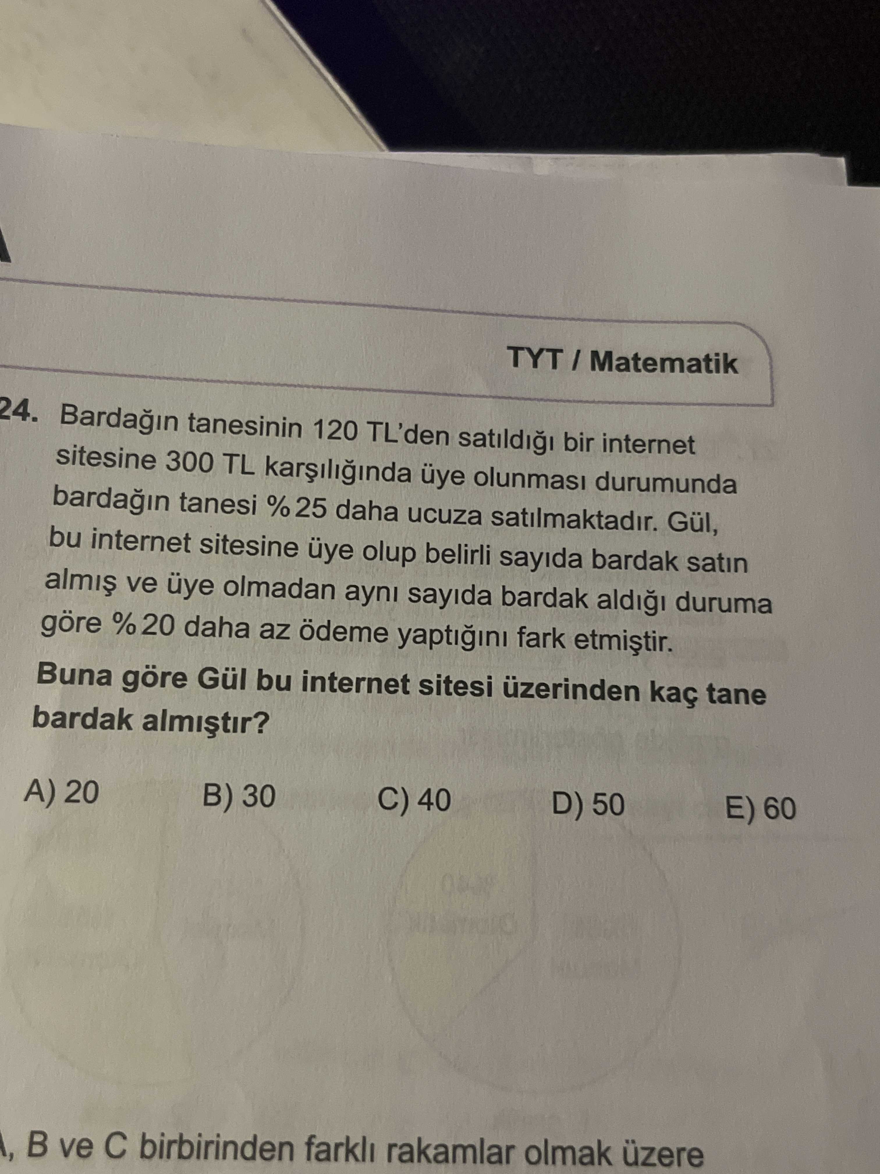 Bardağın tanesinin 120 TL'den satıldığı bir internet sitesine 300 TL karşılığında üye olunması