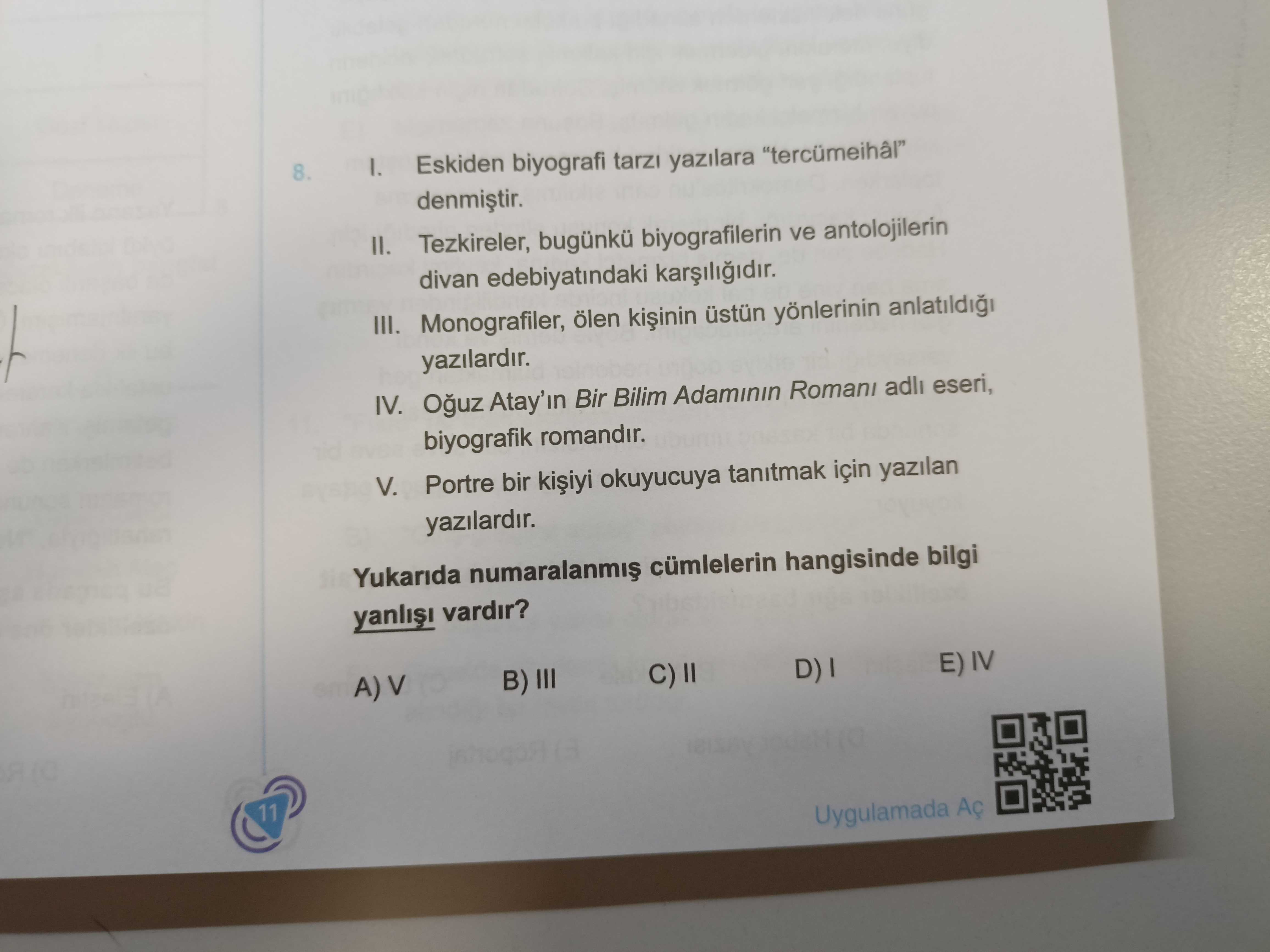 Türk Dili ve Edebiyatı  (11. Sınıf)