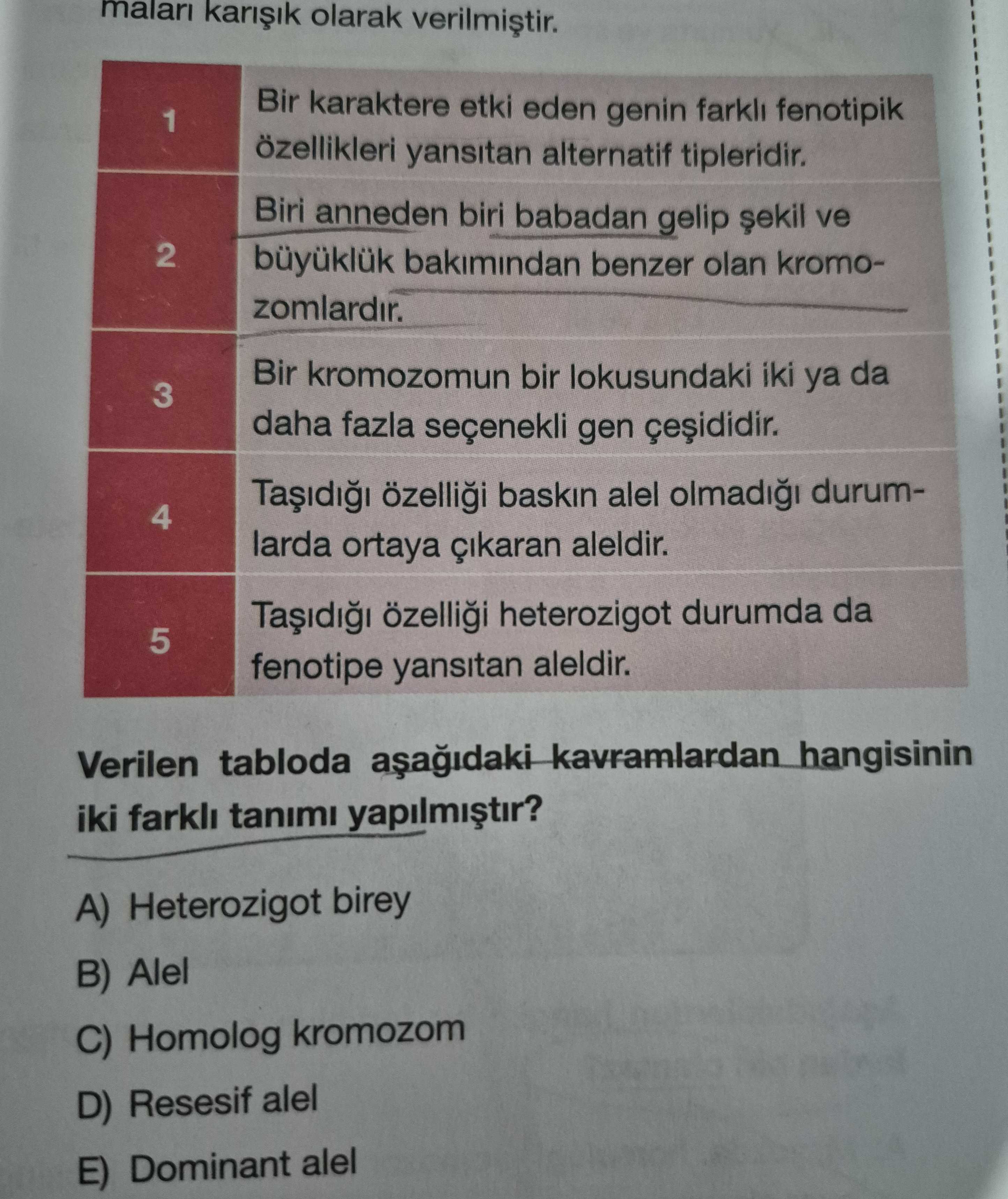 maları karışık olarak verilmiştir. 1 Bir karaktere etki eden genin farklı fenotipik özellikleri