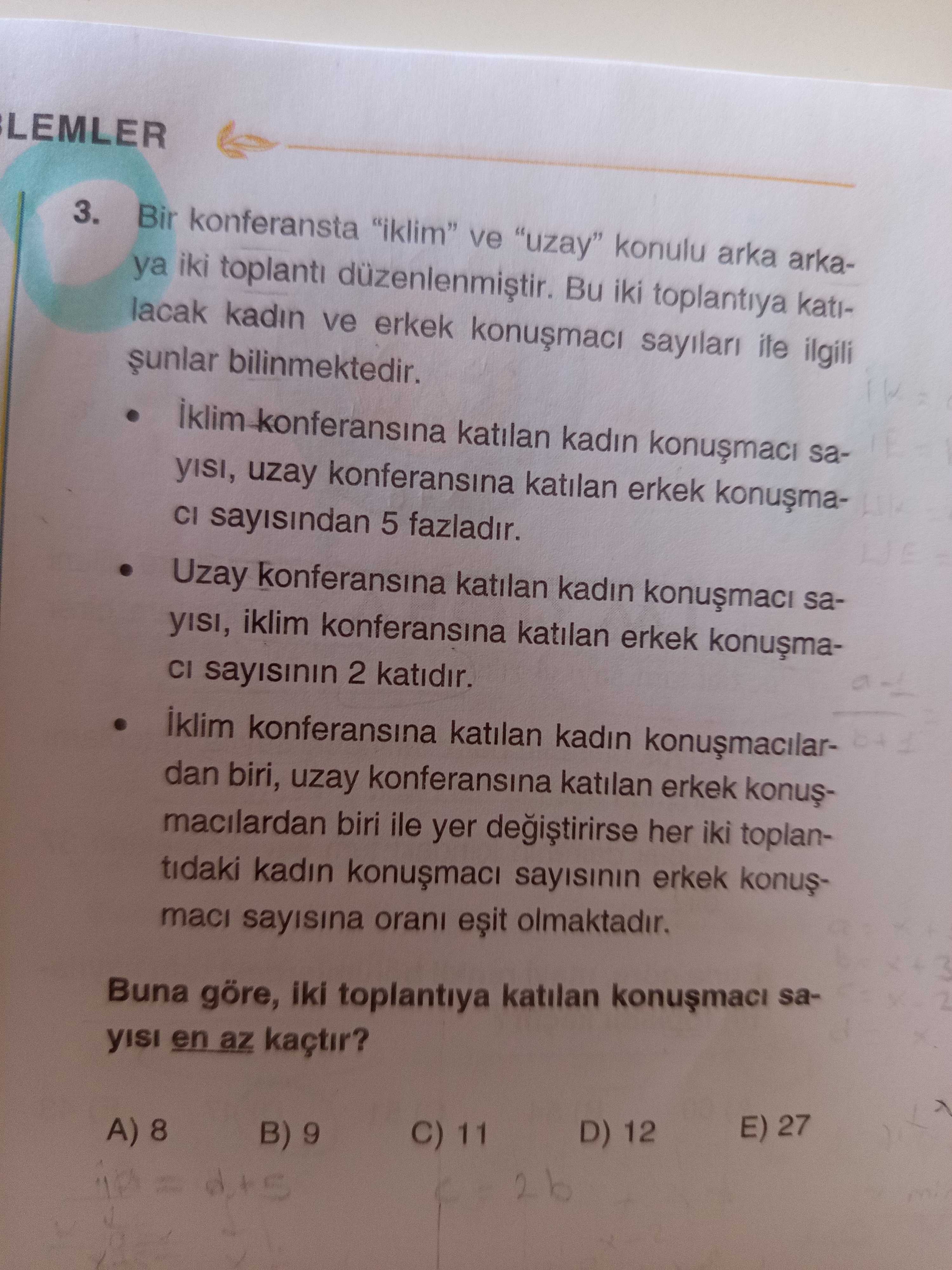 Bir konferansta "iklim" ve "uzay" konulu arka arkaya iki toplantı düzenlenmiştir. Bu iki toplantıya
